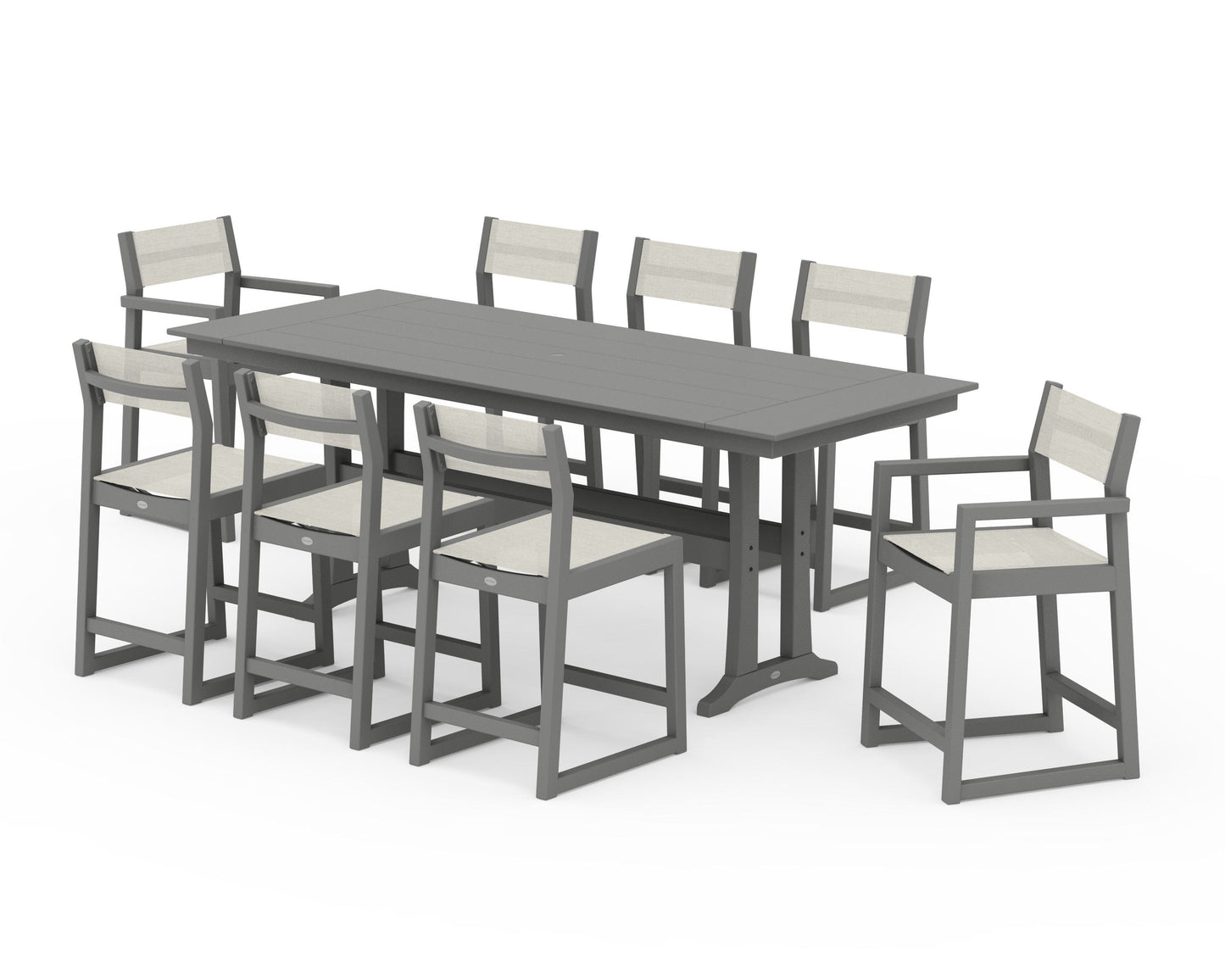 EDGE Sling 9-Piece Farmhouse Counter Set with Trestle Legs