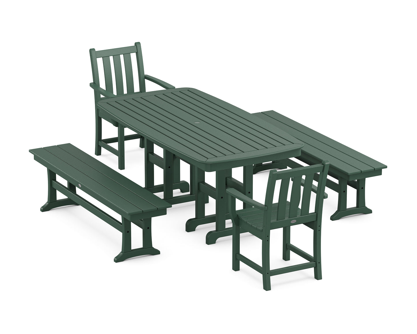 Traditional Garden 5-Piece Dining Set with Benches