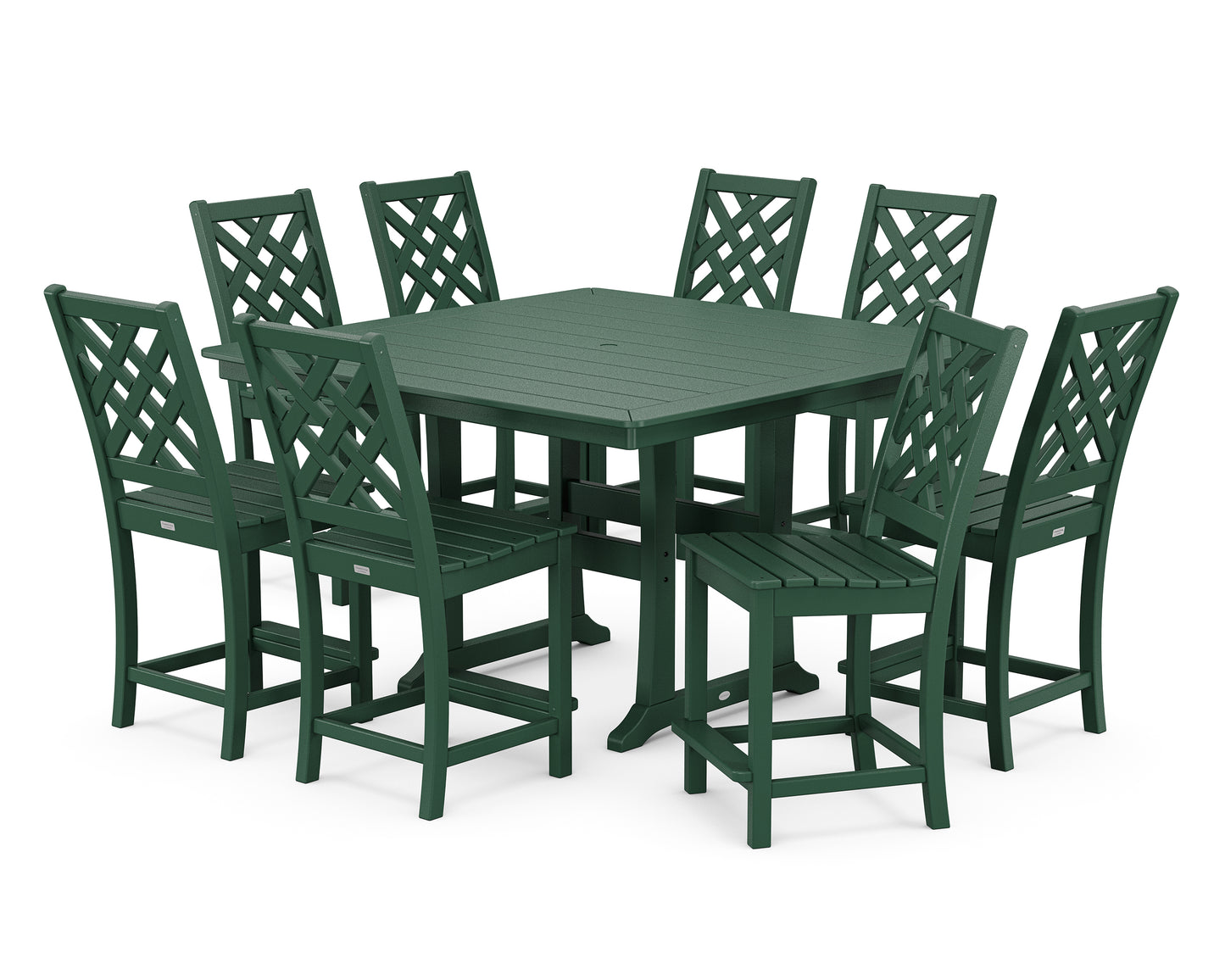 Wovendale Side Chair 9-Piece Square Counter Set with Trestle Legs