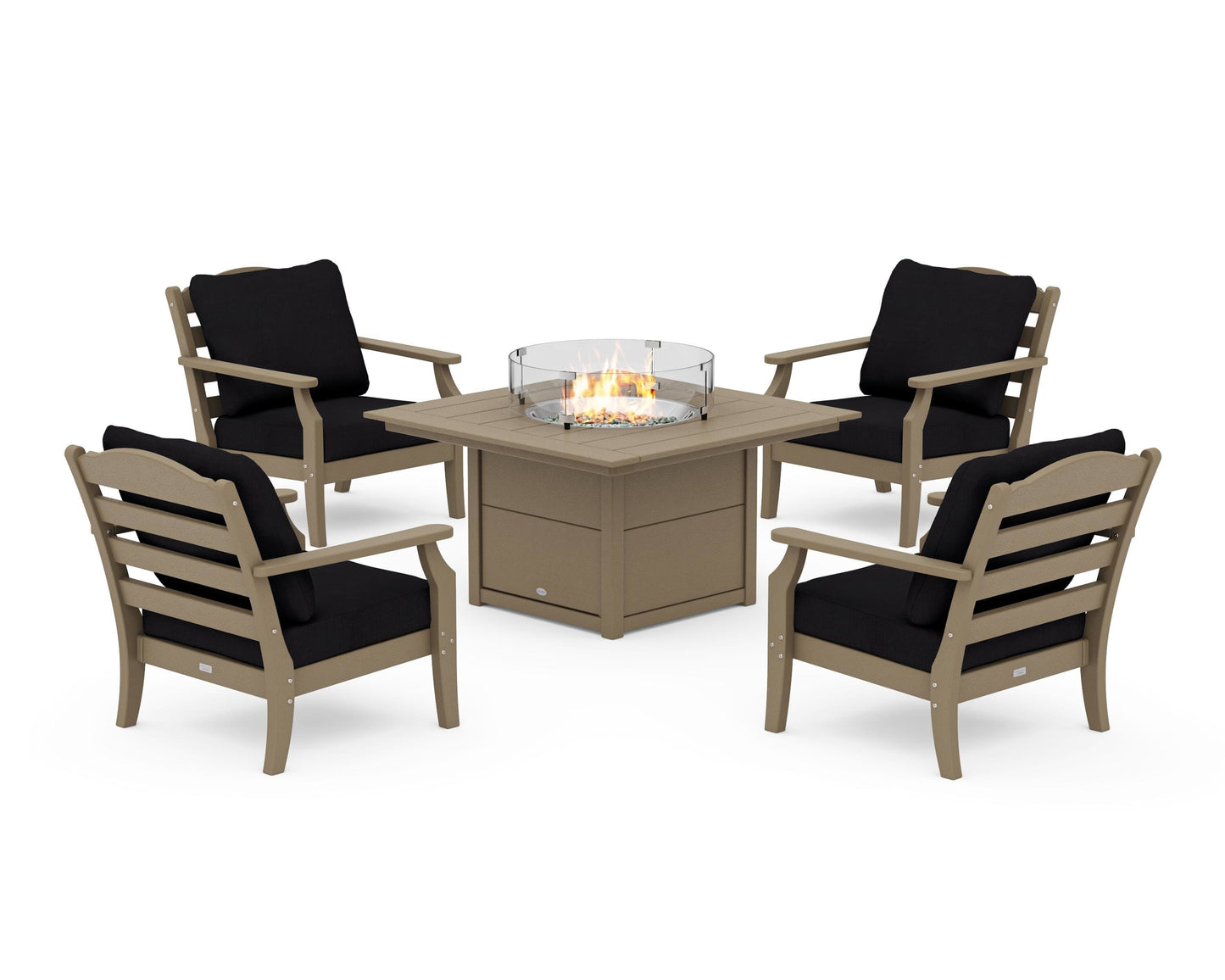 Savannah 5-Piece Deep Seating Set with Fire Pit Table