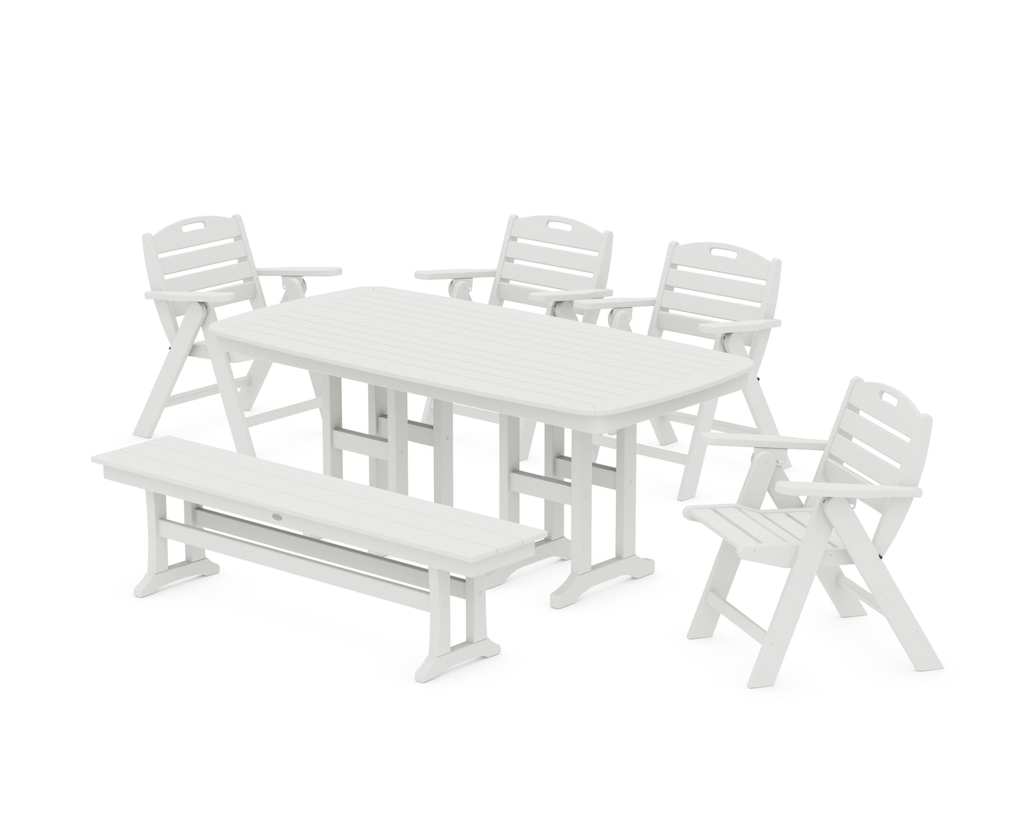 Nautical Lowback 6-Piece Dining Set with Bench
