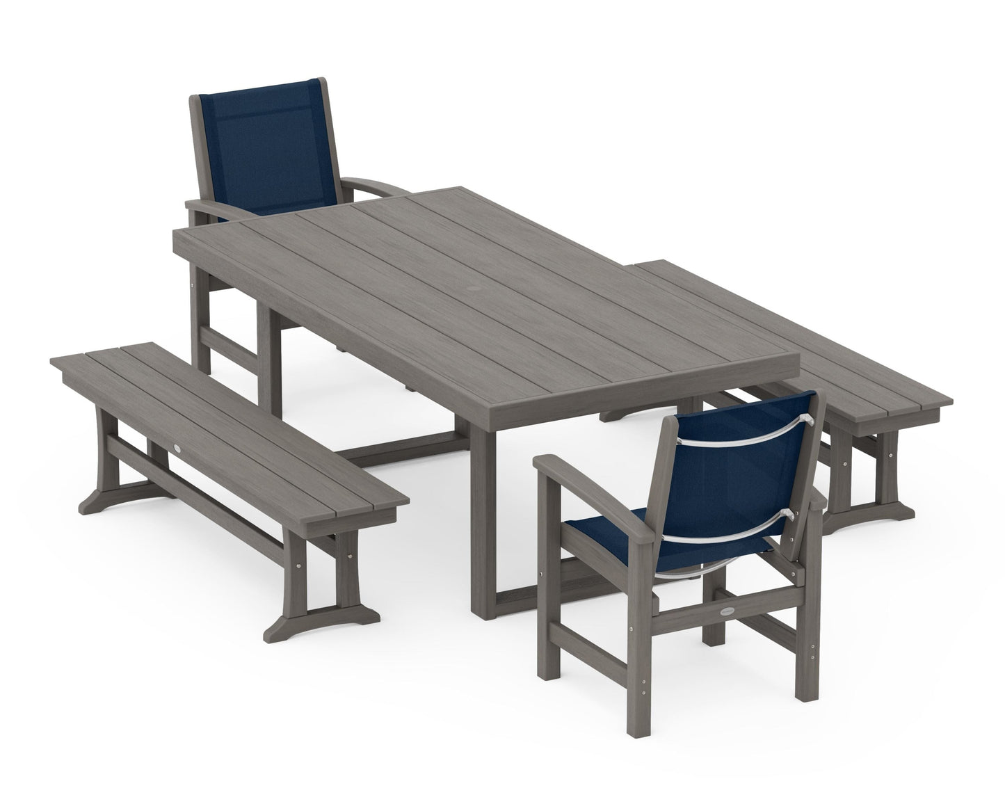 Coastal 5-Piece Dining Set with Trestle Legs