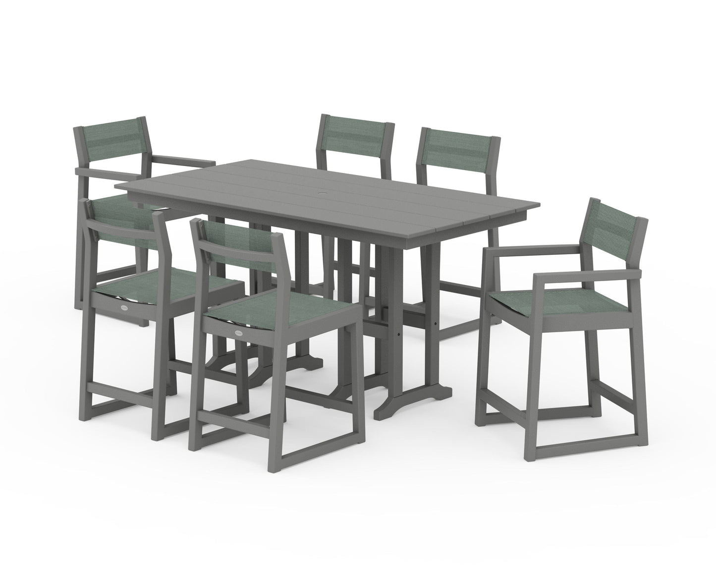 EDGE Sling 7-Piece Farmhouse Counter Set with Trestle Legs