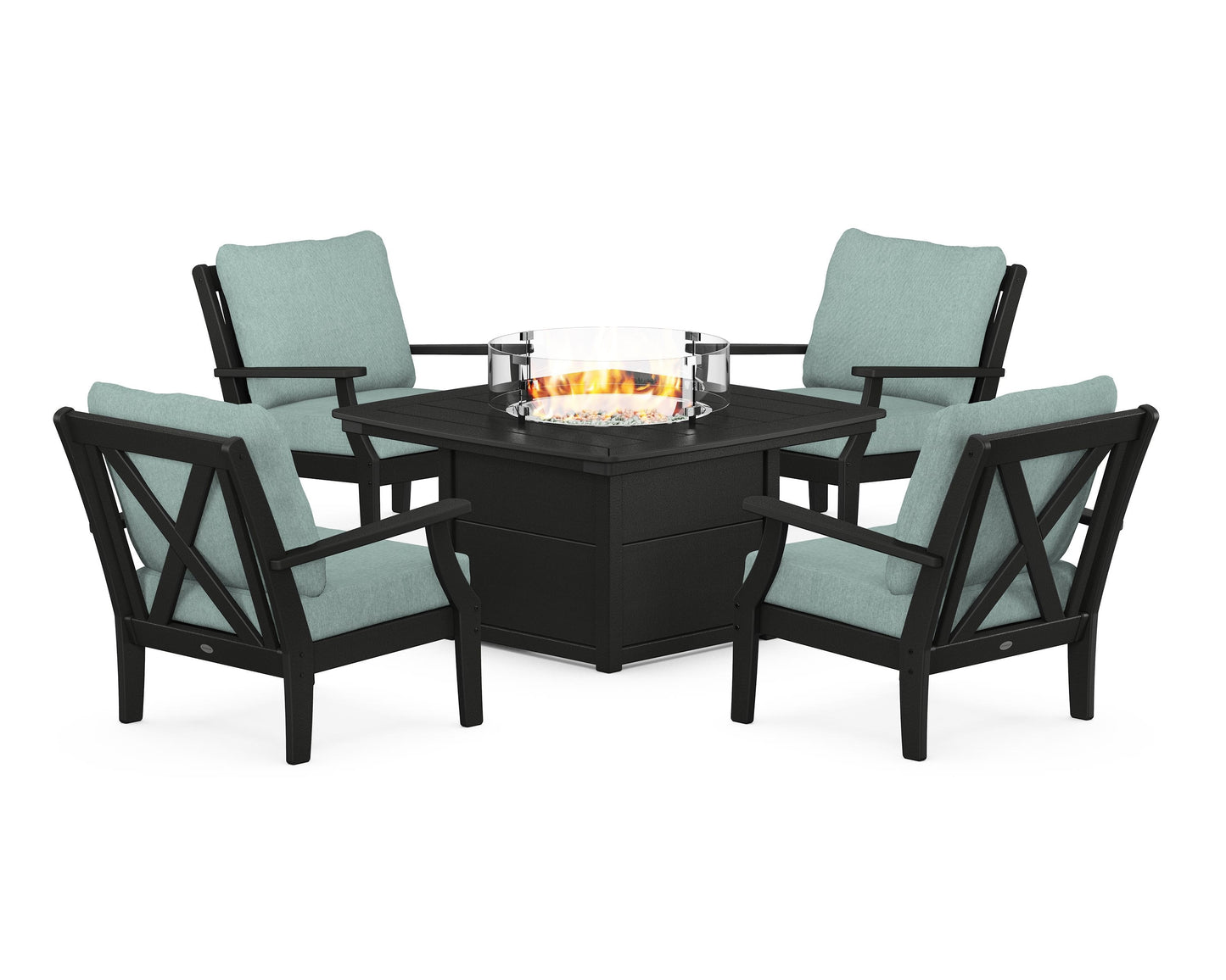 Braxton 5-Piece Deep Seating Conversation Set with Fire Pit Table