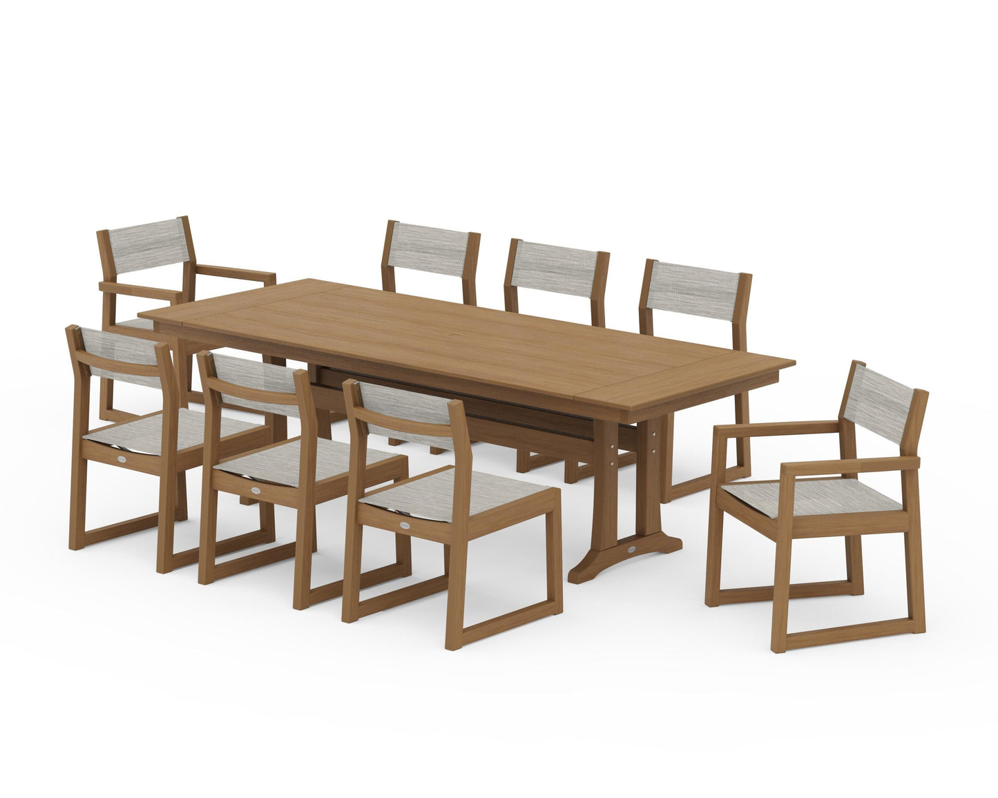 EDGE Sling 9-Piece Farmhouse Trestle Dining Set