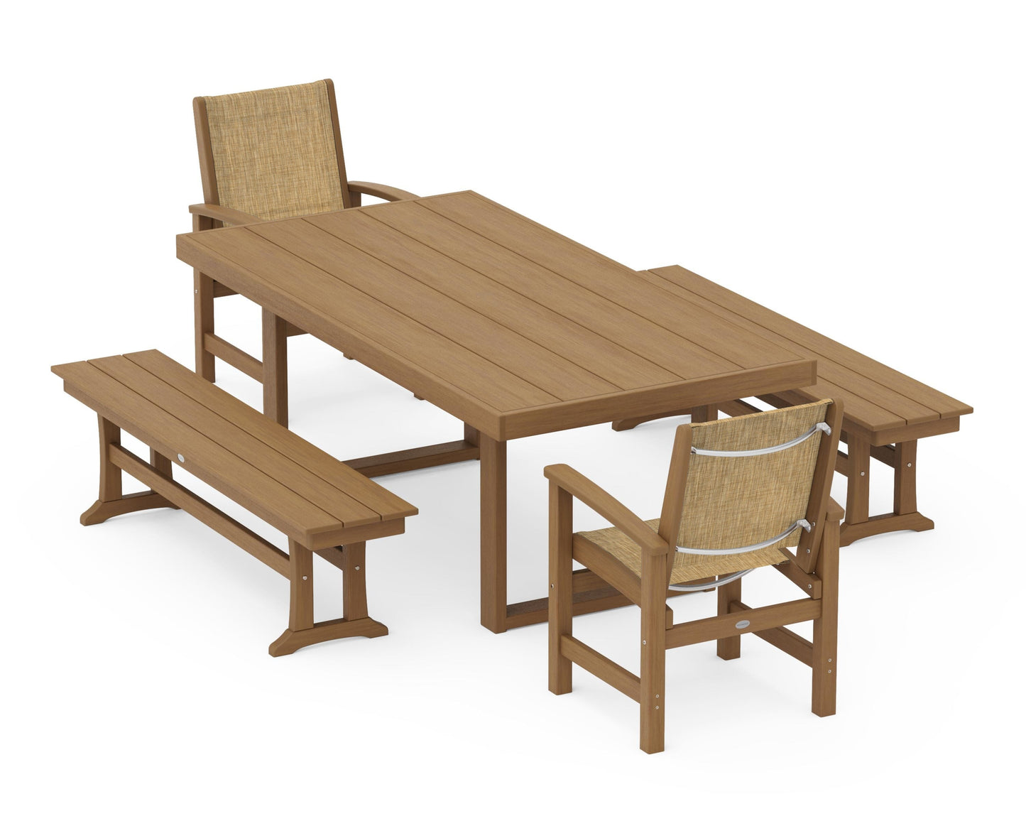 Coastal 5-Piece Dining Set with Trestle Legs