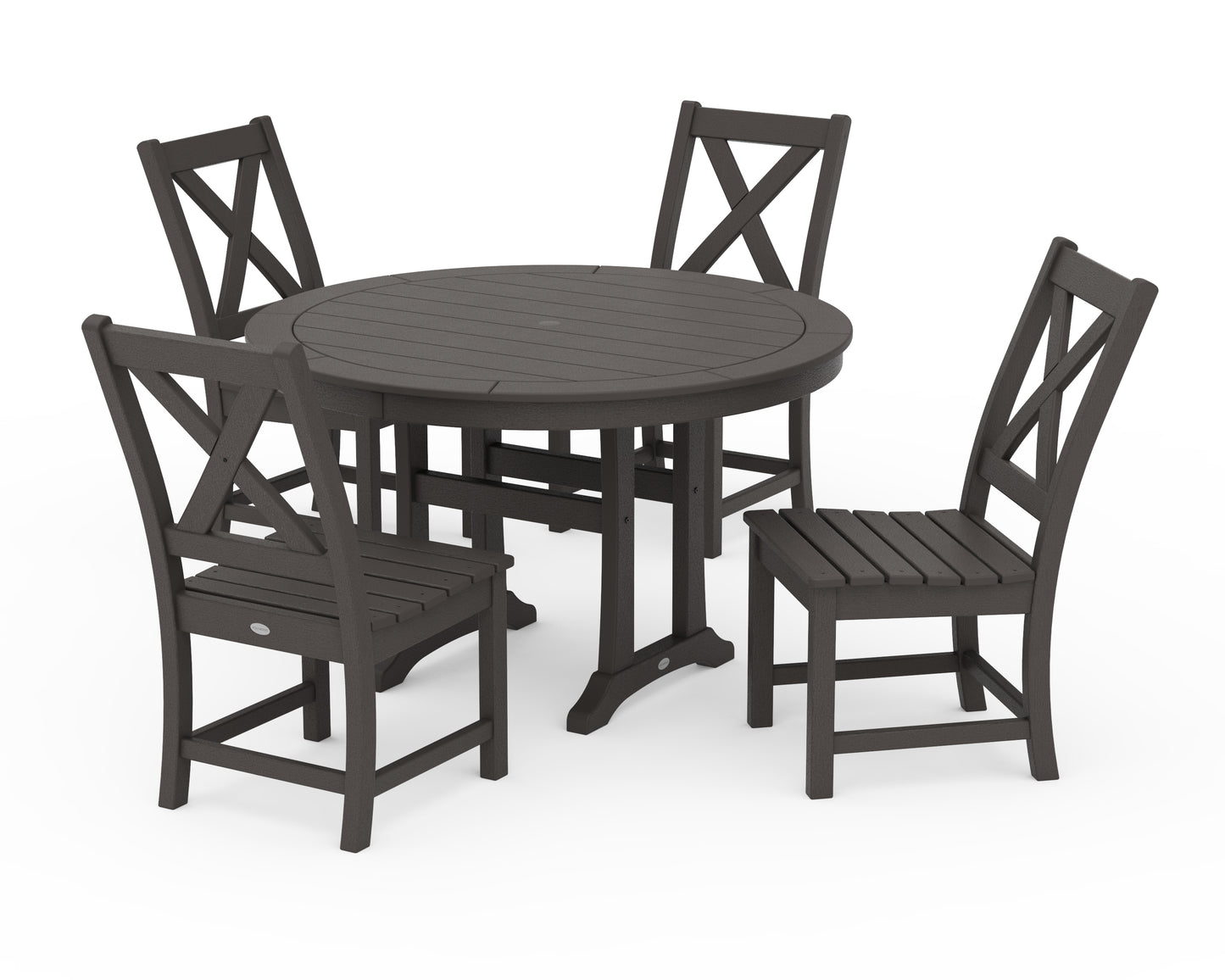 Braxton Side Chair 5-Piece Round Dining Set With Trestle Legs