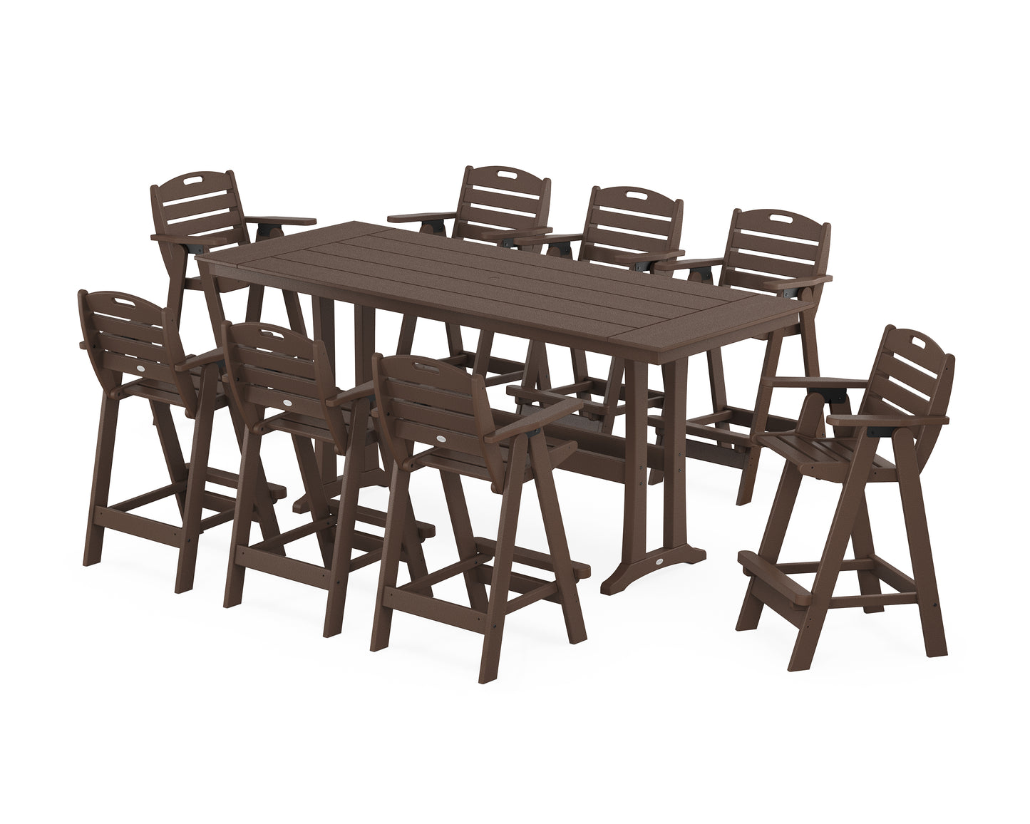 Nautical 9-Piece Farmhouse Bar Set with Trestle Legs