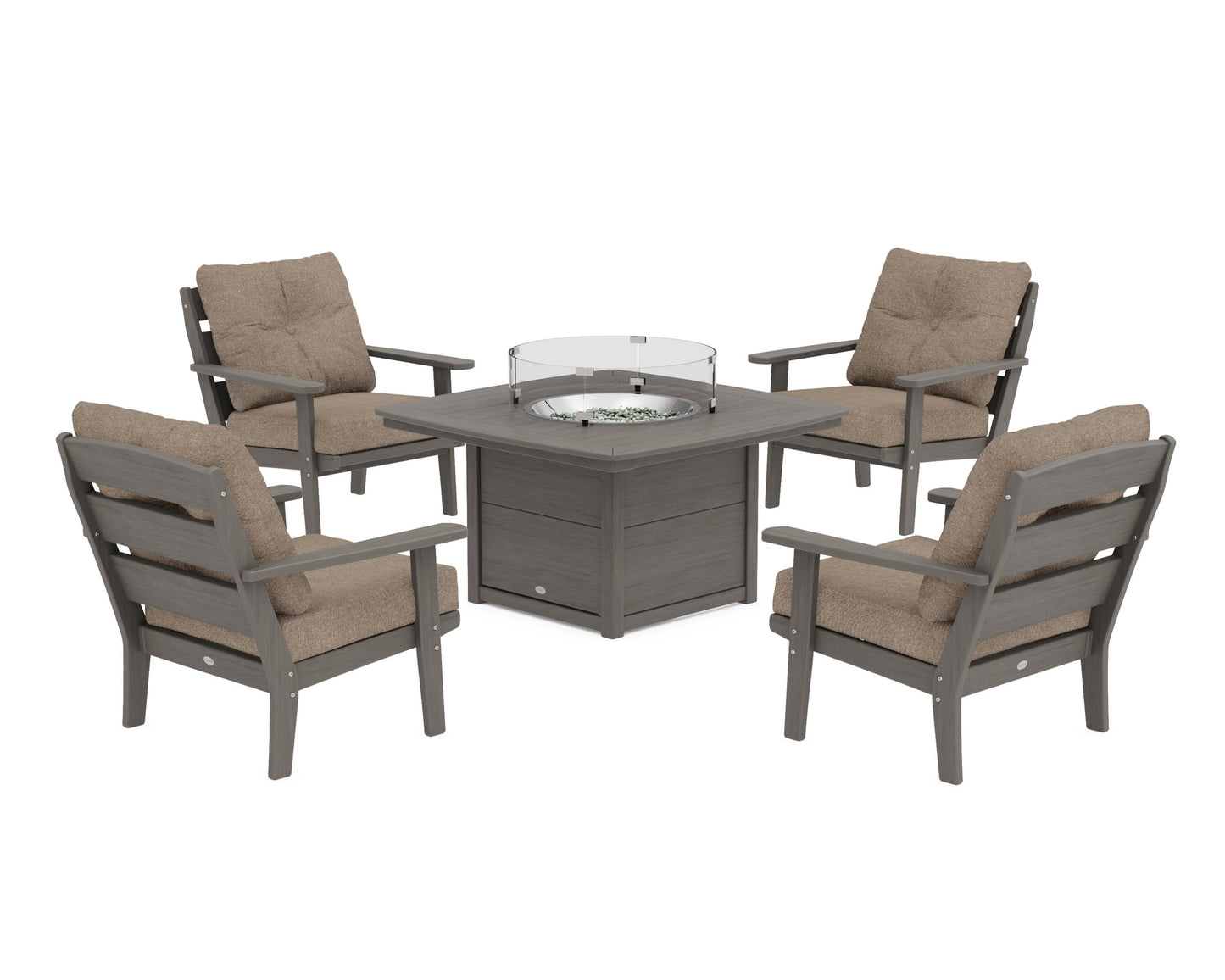 Lakeside 5-Piece Deep Seating Set with Nautical Fire Pit Table