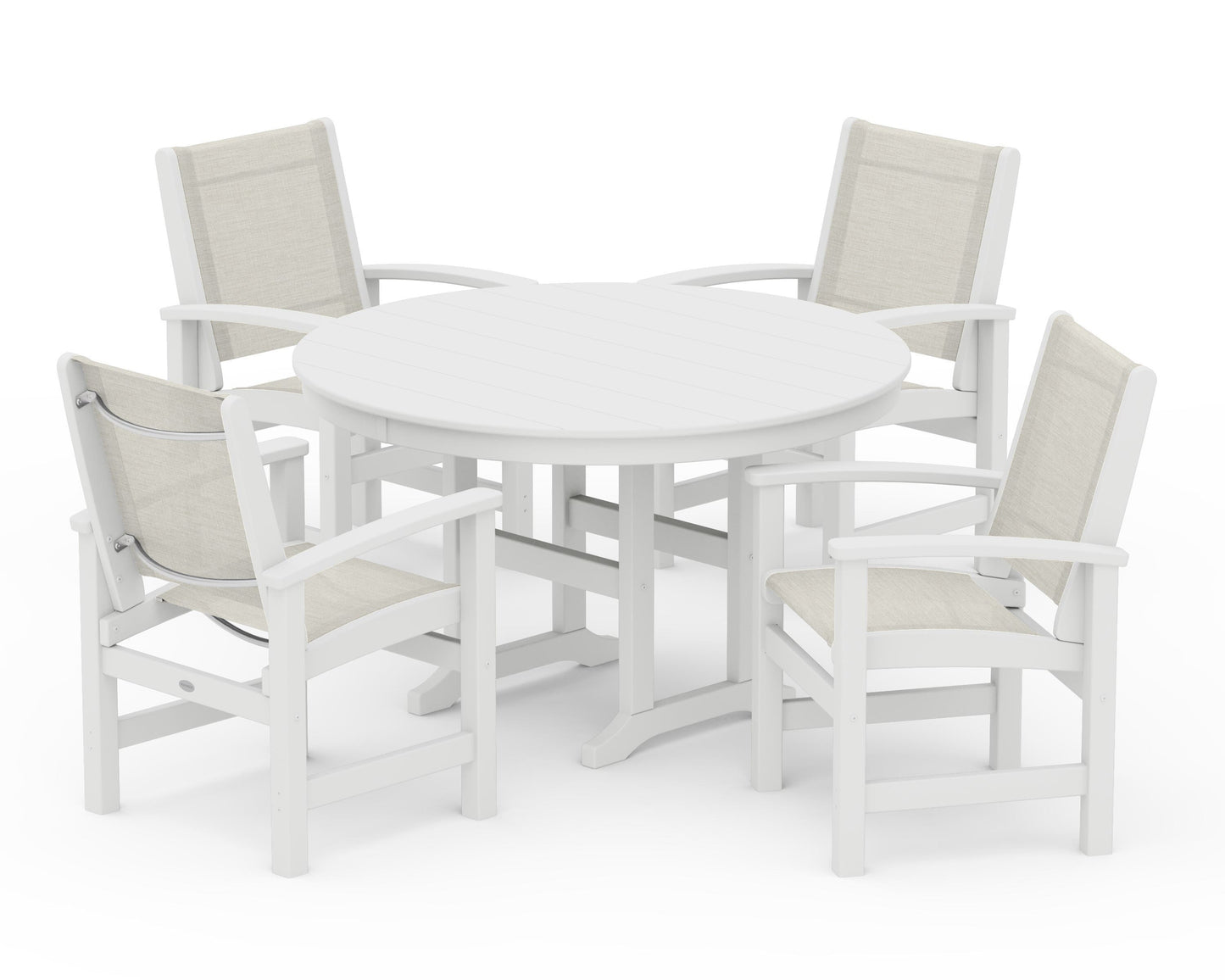 Coastal 5-Piece Round Farmhouse Dining Set