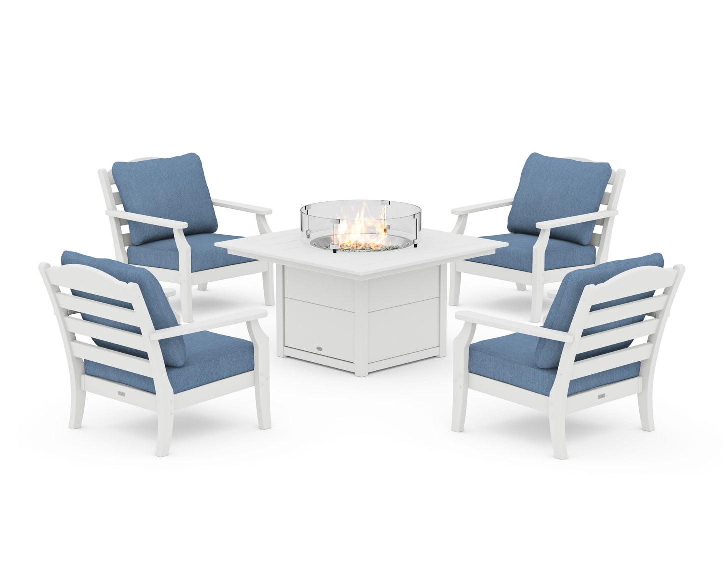 Savannah 5-Piece Deep Seating Set with Fire Pit Table