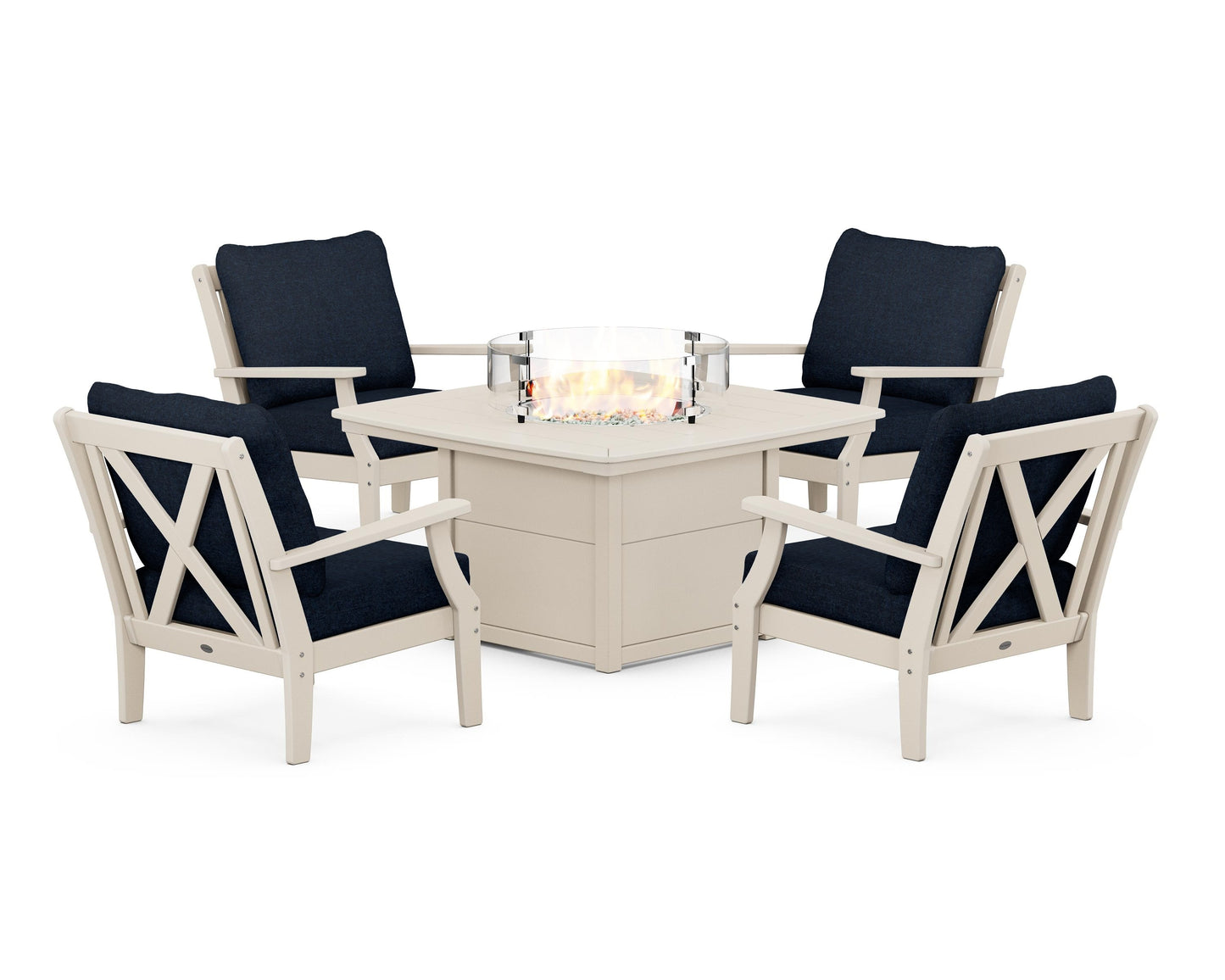 Braxton 5-Piece Deep Seating Conversation Set with Fire Pit Table