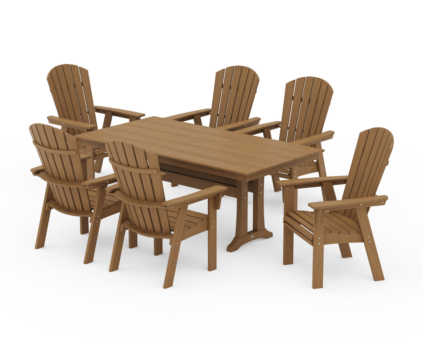 Nautical Curveback Adirondack 7-Piece Farmhouse Dining Set with Trestle Legs