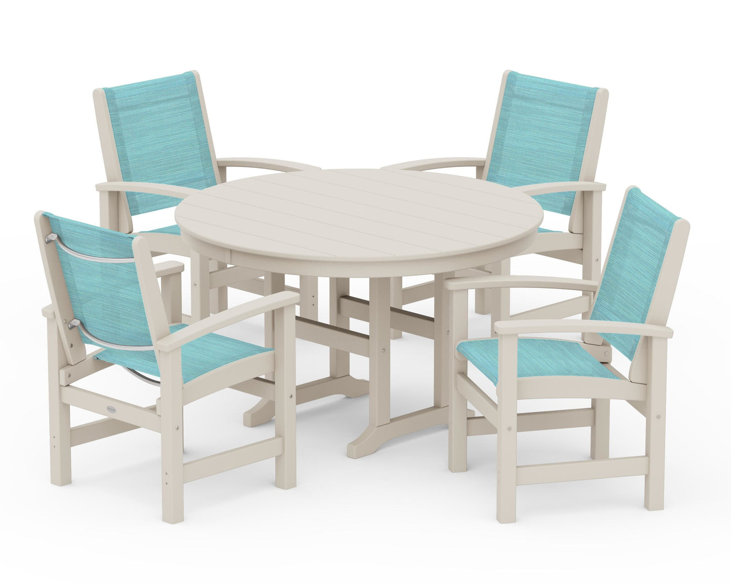 Coastal 5-Piece Round Farmhouse Dining Set