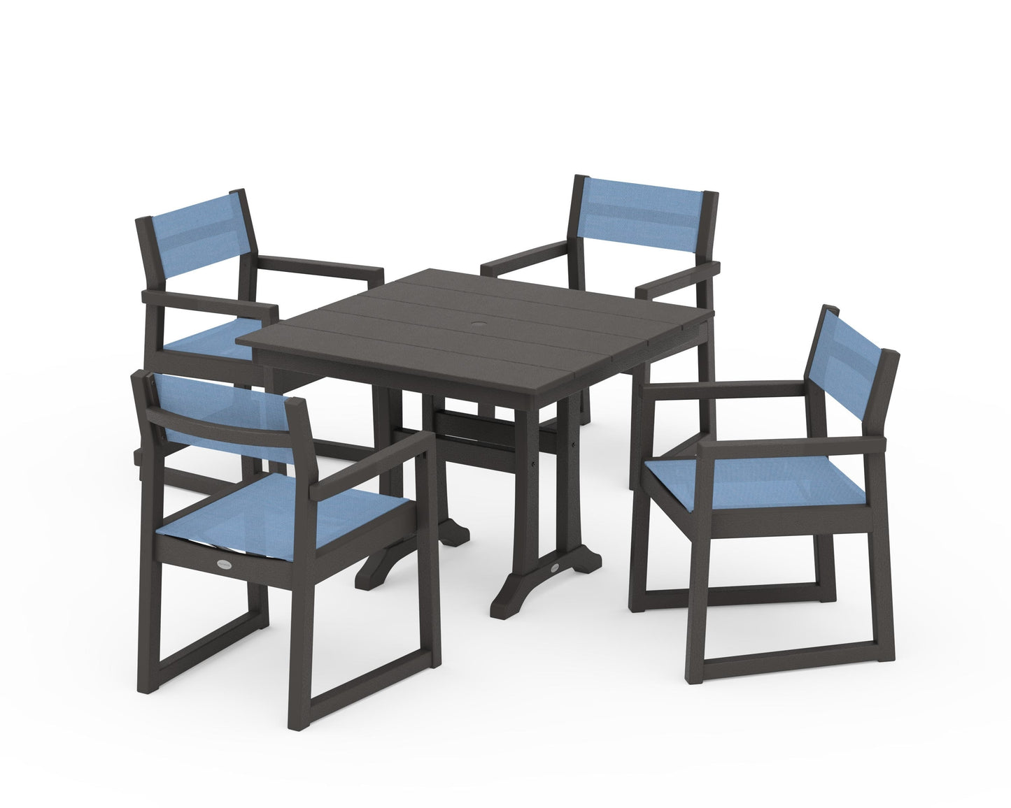 EDGE Sling 5-Piece Farmhouse Dining Set with Trestle Legs