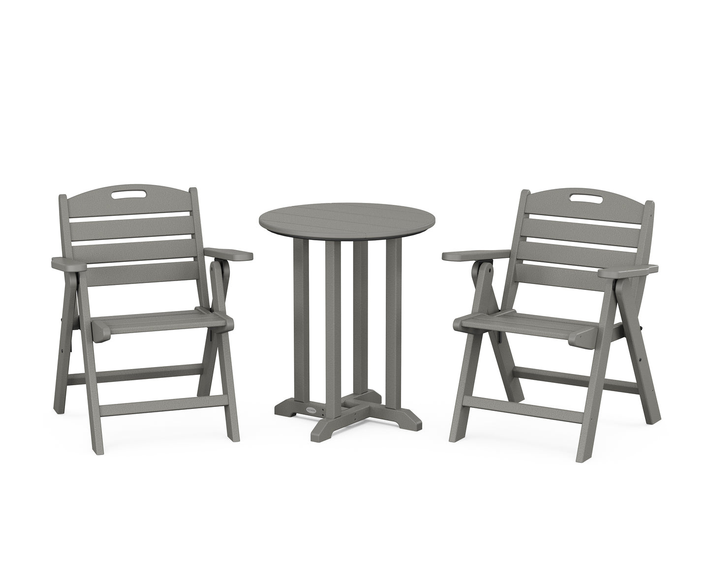 Nautical Folding Lowback Chair 3-Piece Round Bistro Dining Set