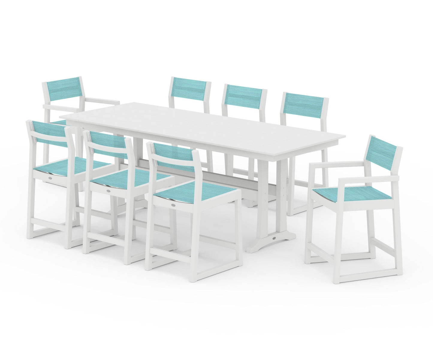 EDGE Sling 9-Piece Farmhouse Counter Set with Trestle Legs