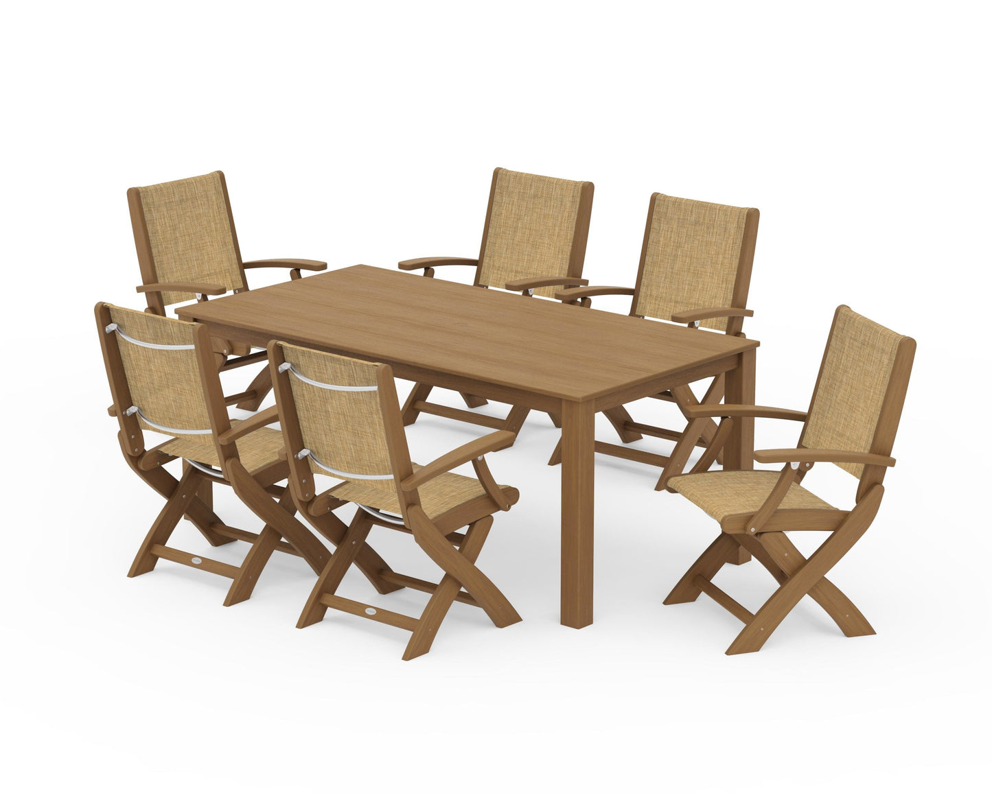 Coastal Folding Chair 7-Piece Parsons Dining Set