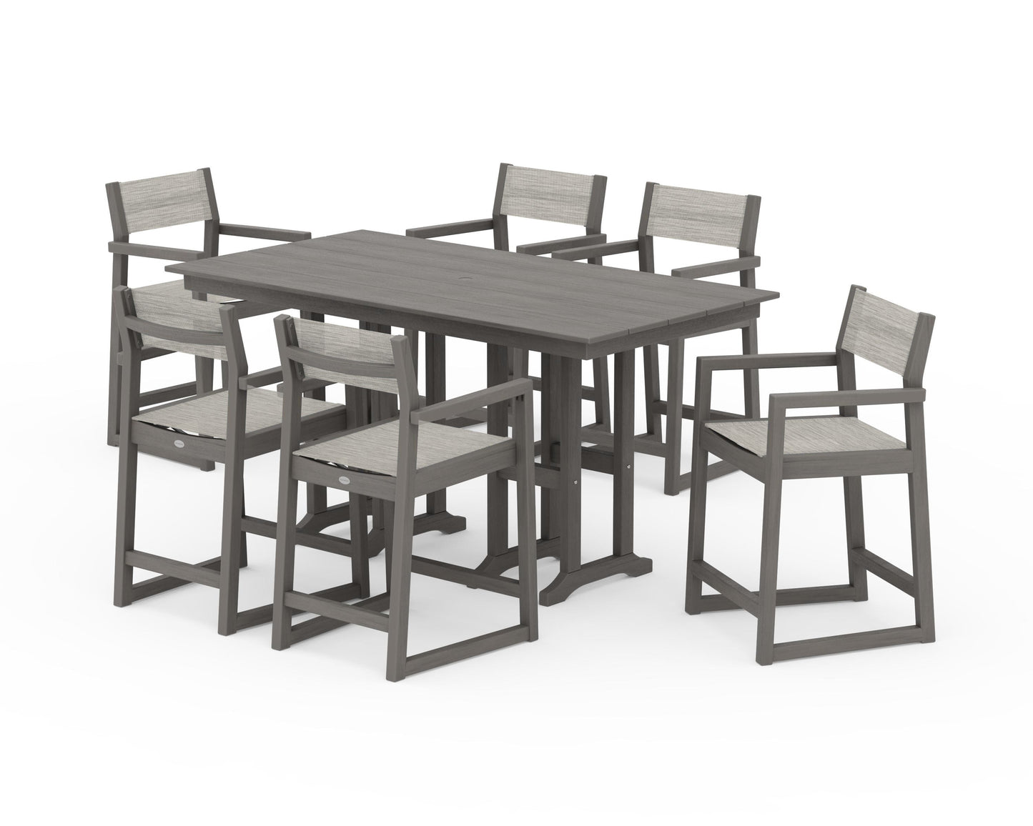 EDGE Sling Arm Chair 7-Piece Farmhouse Counter Set