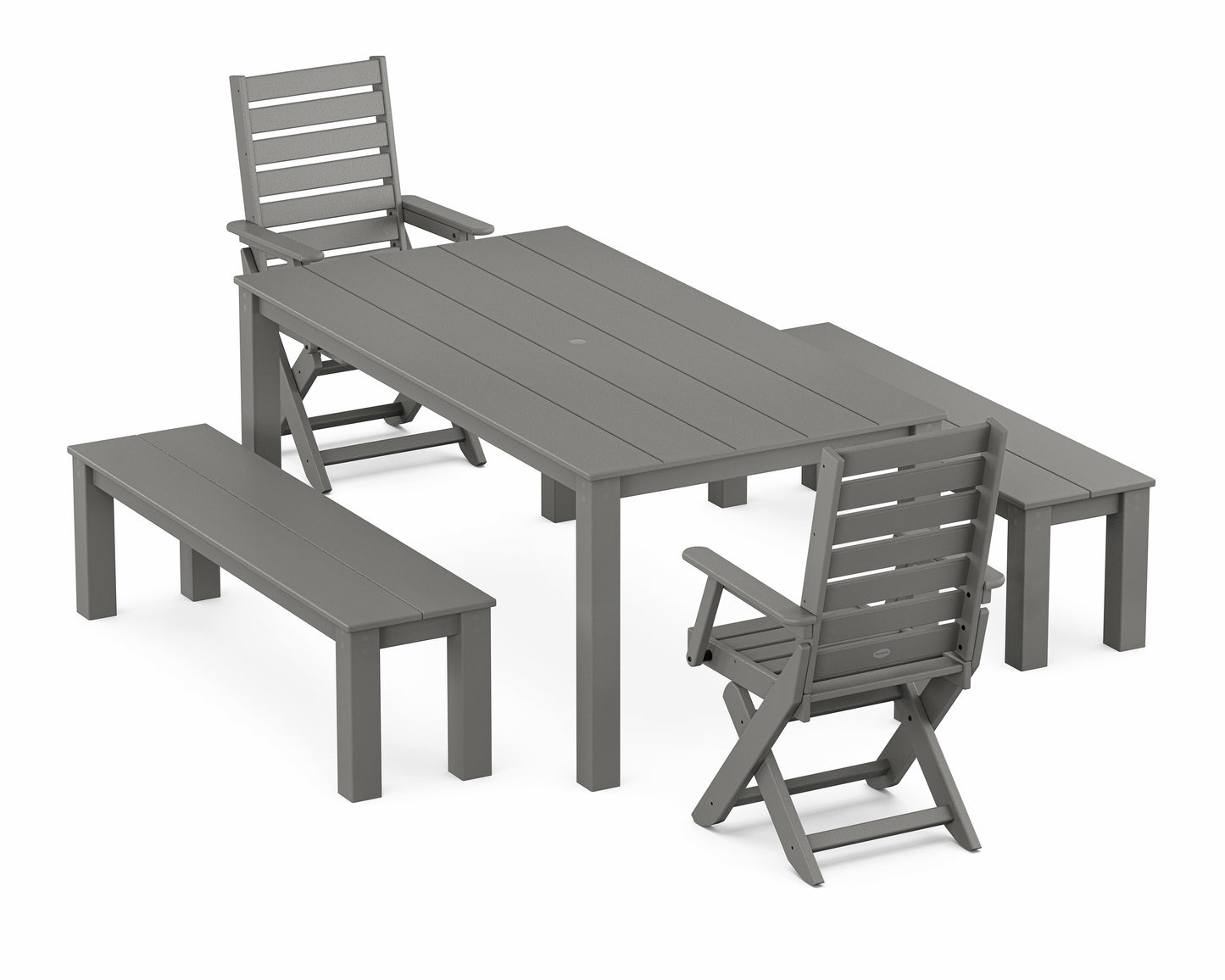 Captain Folding Chair 5-Piece Parsons Dining Set with Benches