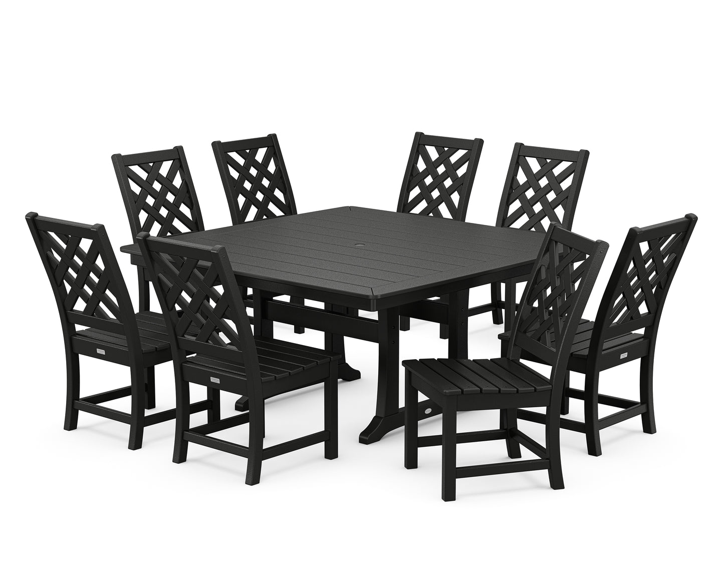 Wovendale Side Chair 9-Piece Square Dining Set with Trestle Legs