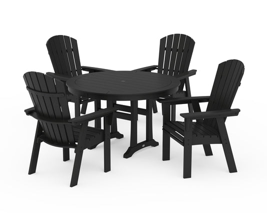 Nautical Curveback Adirondack 5-Piece Round Dining Set with Trestle Legs