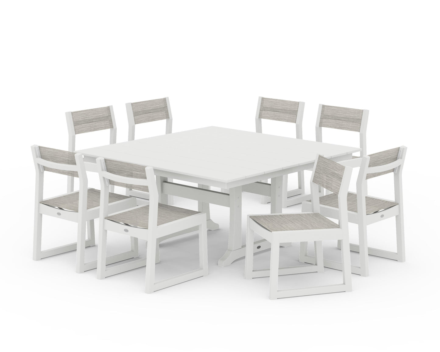 EDGE Sling Side Chair 9-Piece Farmhouse Trestle Dining Set
