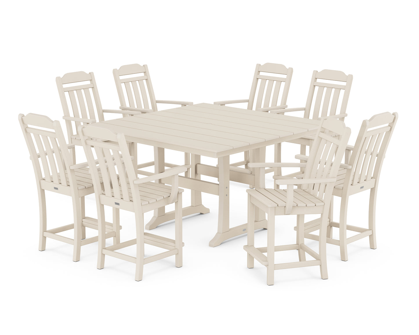 Cottage 9-Piece Square Farmhouse Counter Set with Trestle Legs