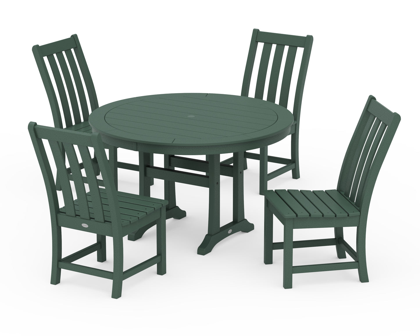 Vineyard Side Chair 5-Piece Round Dining Set With Trestle Legs