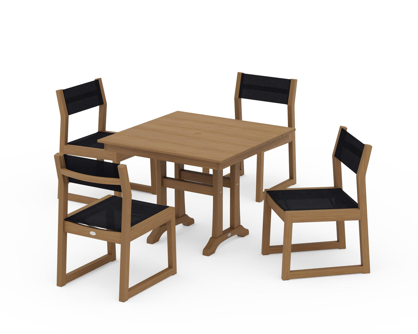 EDGE Sling 5-Piece Farmhouse Trestle Side Chair Dining Set