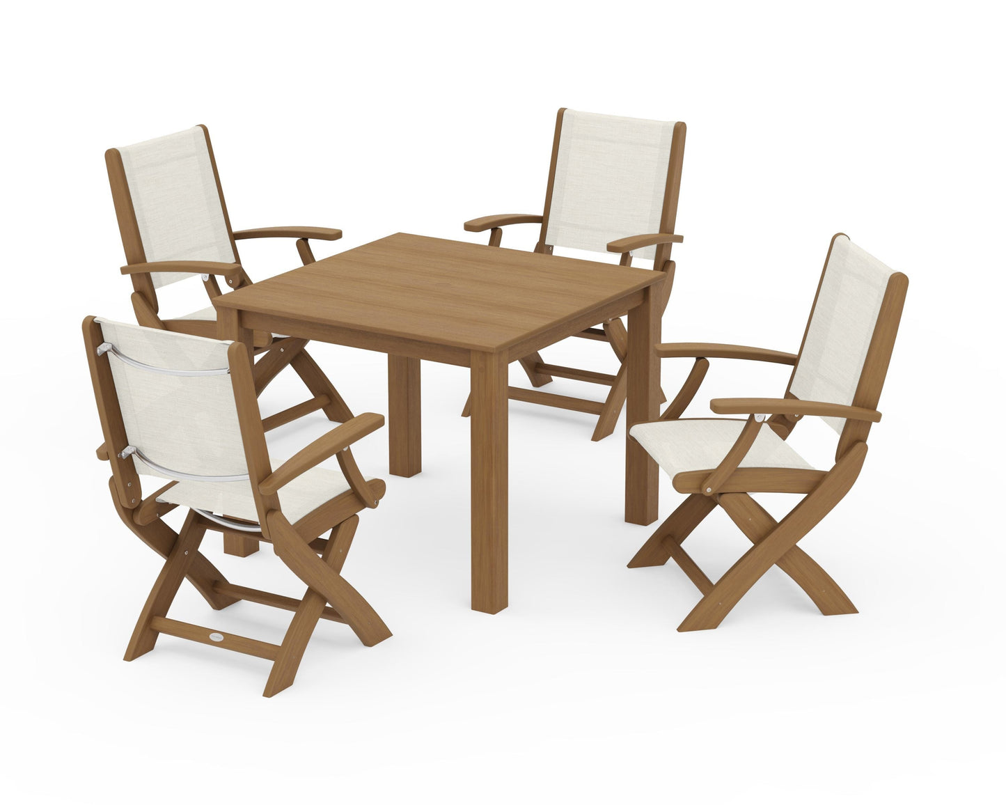 Coastal Folding Chair 5-Piece Parsons Dining Set