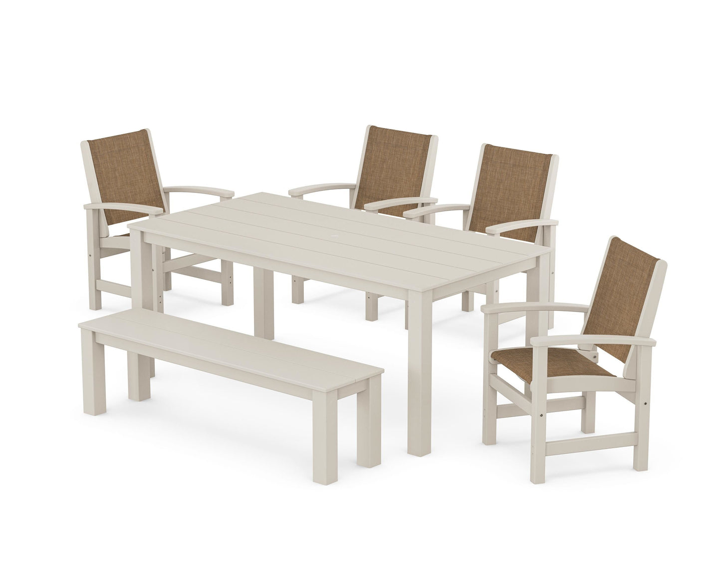 Coastal 6-Piece Parsons Dining Set with Bench