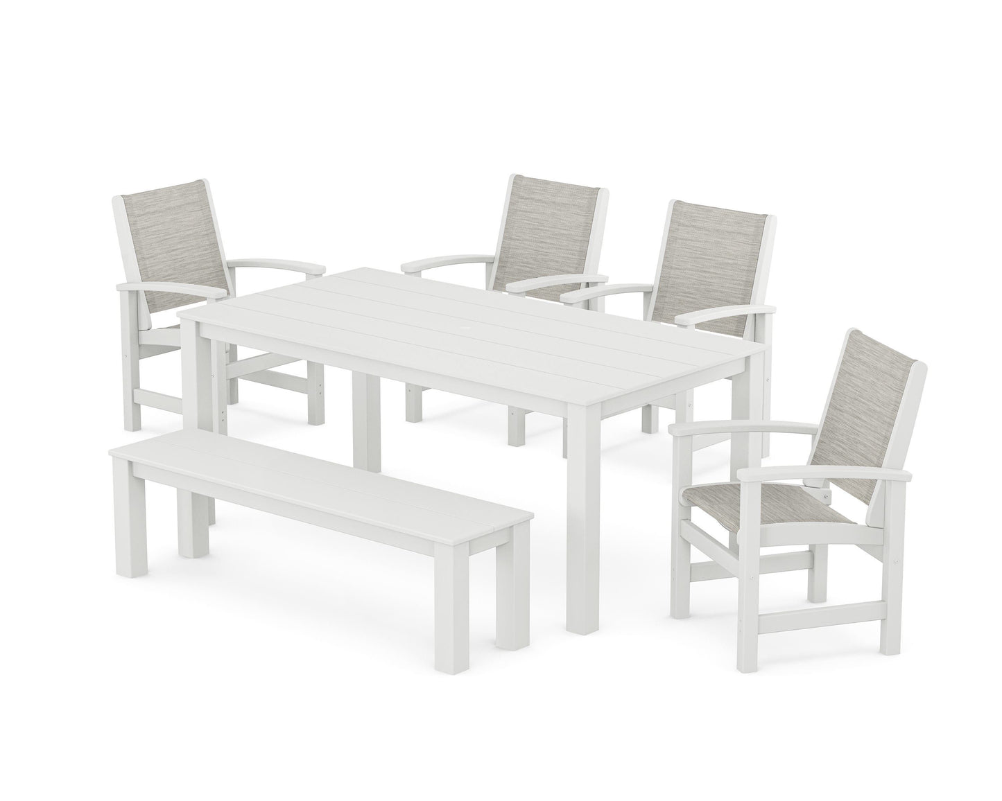 Coastal 6-Piece Parsons Dining Set with Bench