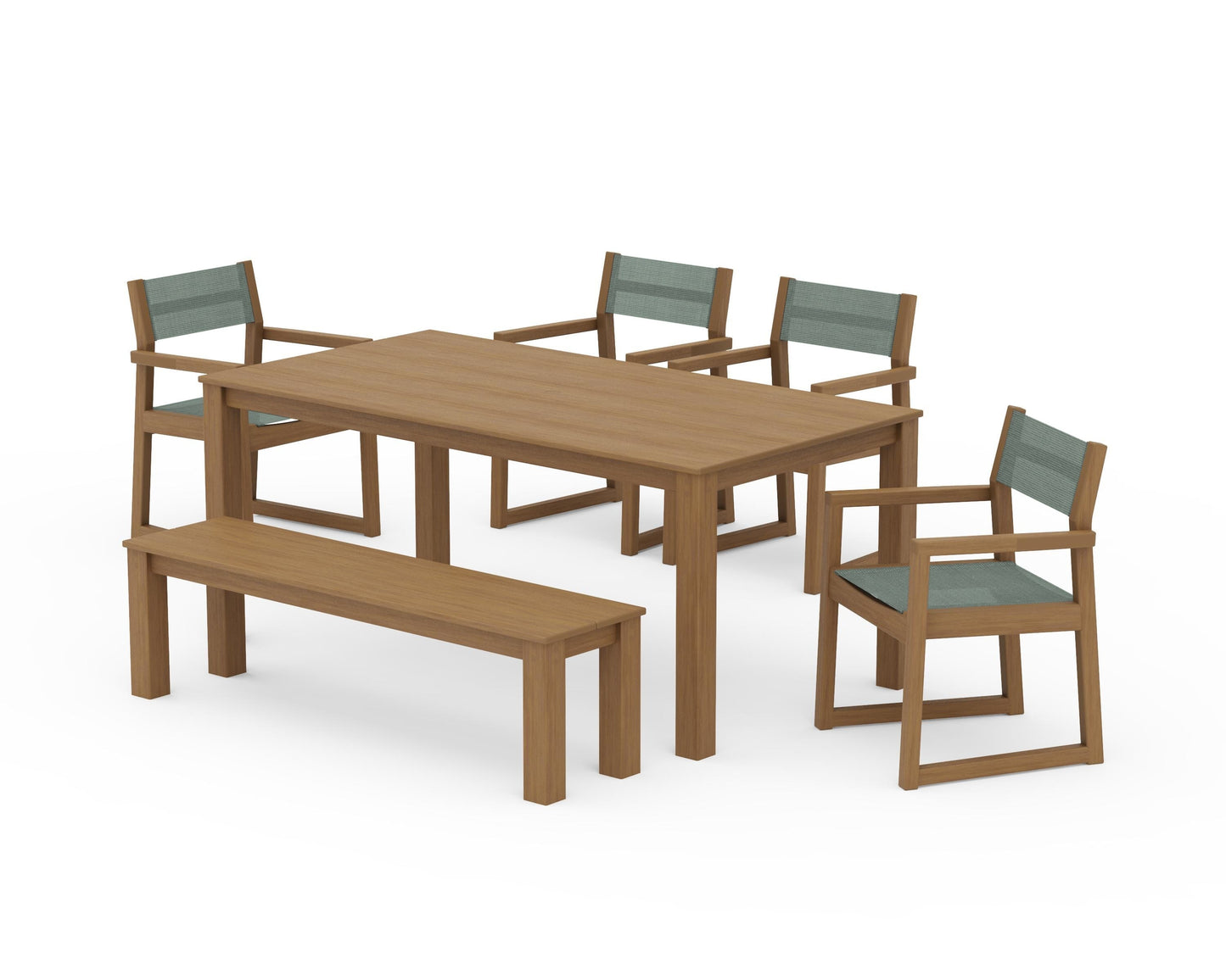 EDGE Sling Arm Chair 6-Piece Parsons Dining Set with Bench