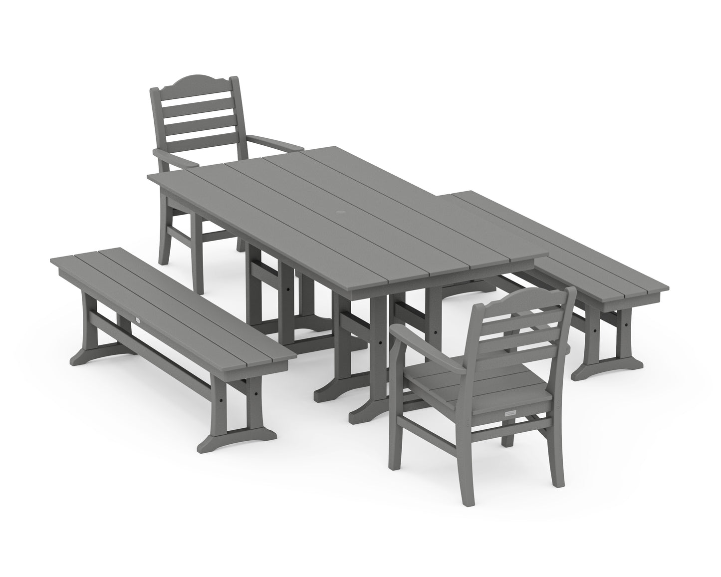 Savannah 5-Piece Farmhouse Dining Set with Benches