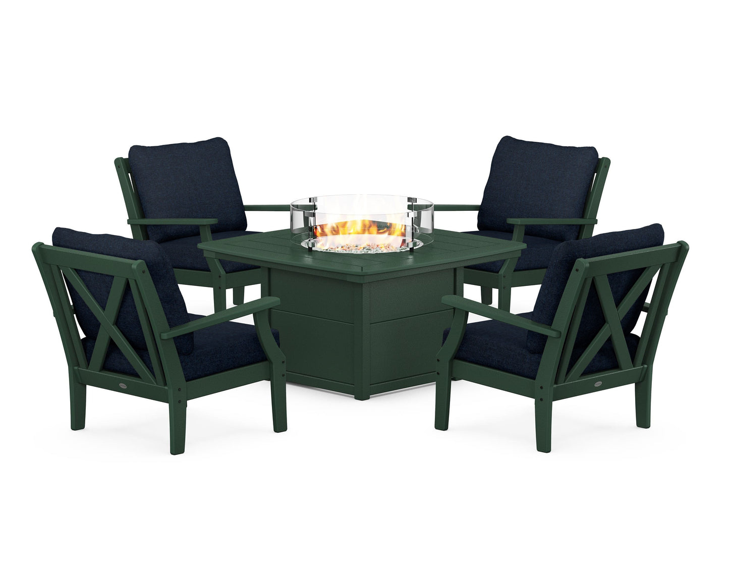 Braxton 5-Piece Deep Seating Conversation Set with Fire Pit Table