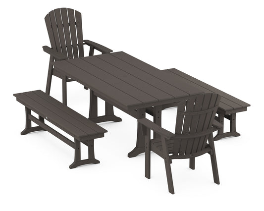 Nautical Adirondack 5-Piece Farmhouse Dining Set With Trestle Legs