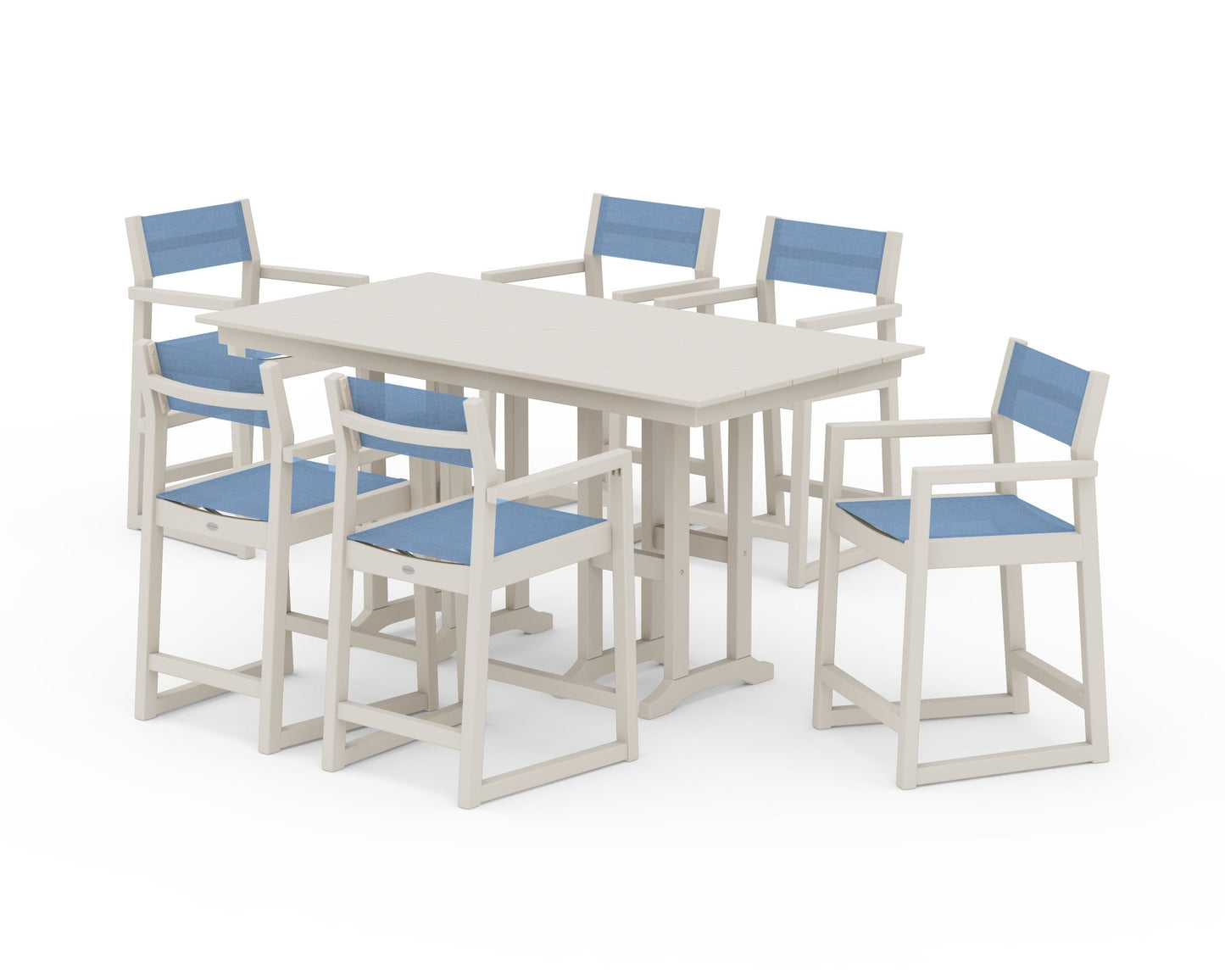 EDGE Sling Arm Chair 7-Piece Farmhouse Counter Set