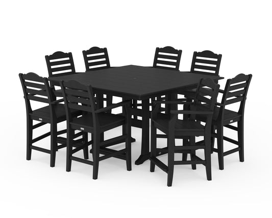 Savannah 9-Piece Square Farmhouse Counter Set with Trestle Legs