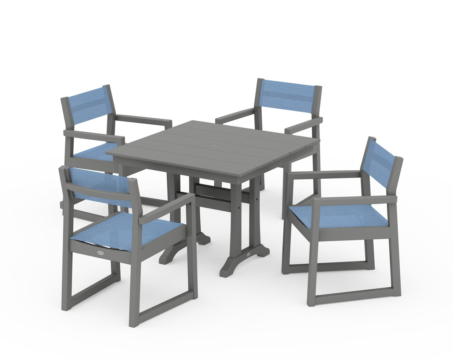 EDGE Sling 5-Piece Farmhouse Dining Set with Trestle Legs