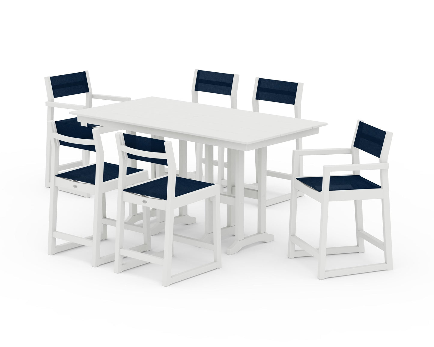 EDGE Sling 7-Piece Farmhouse Counter Set with Trestle Legs