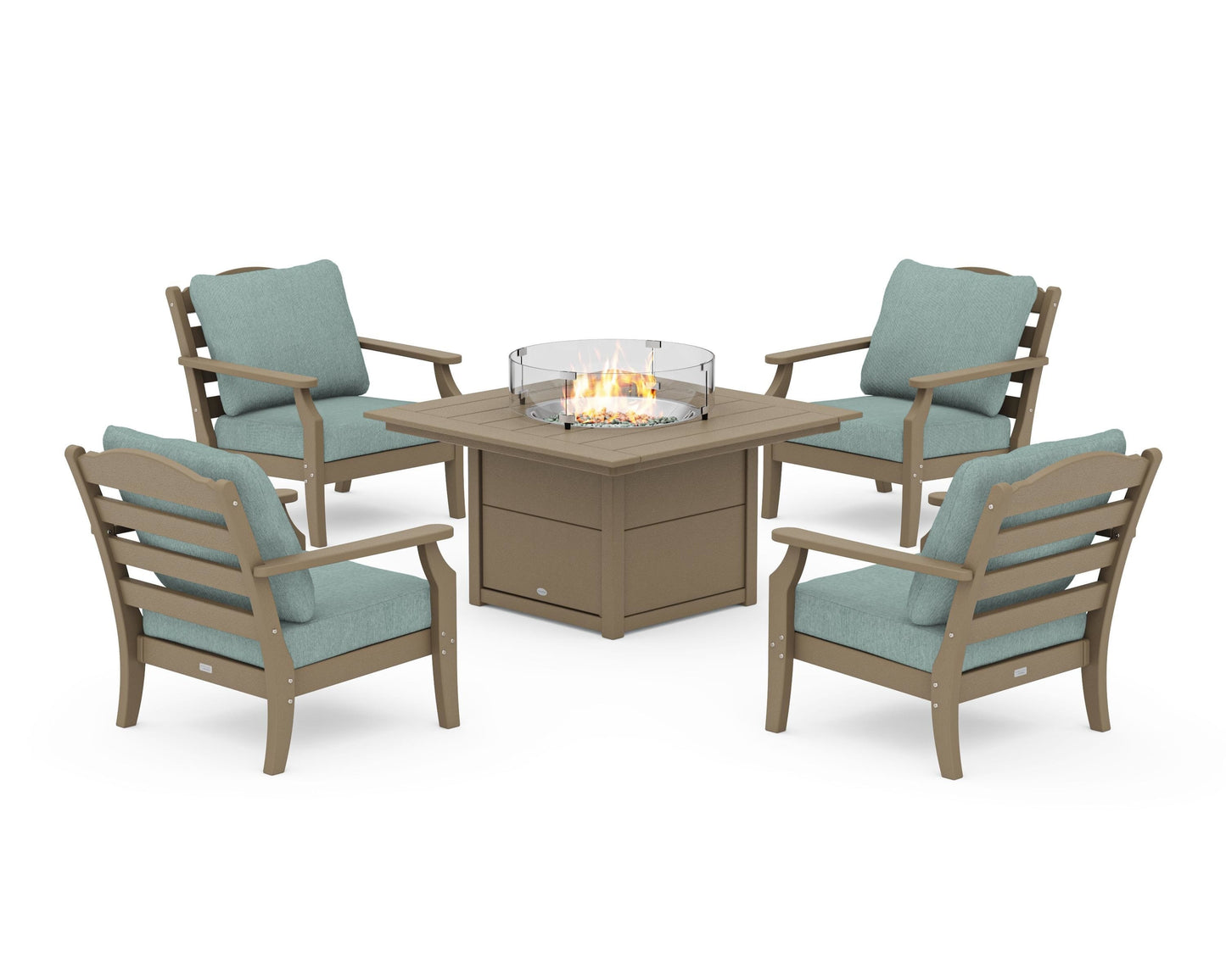 Savannah 5-Piece Deep Seating Set with Fire Pit Table