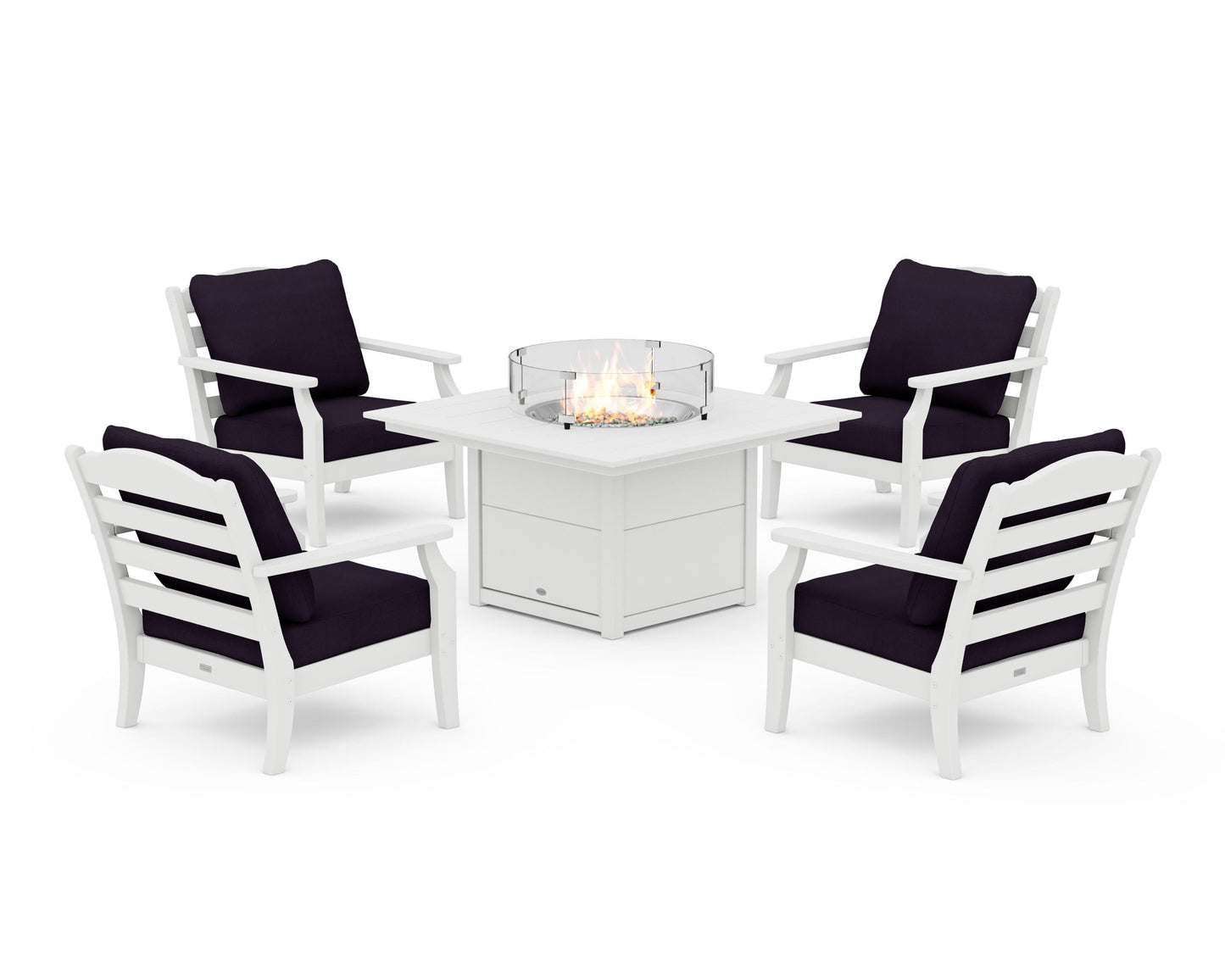 Savannah 5-Piece Deep Seating Set with Fire Pit Table