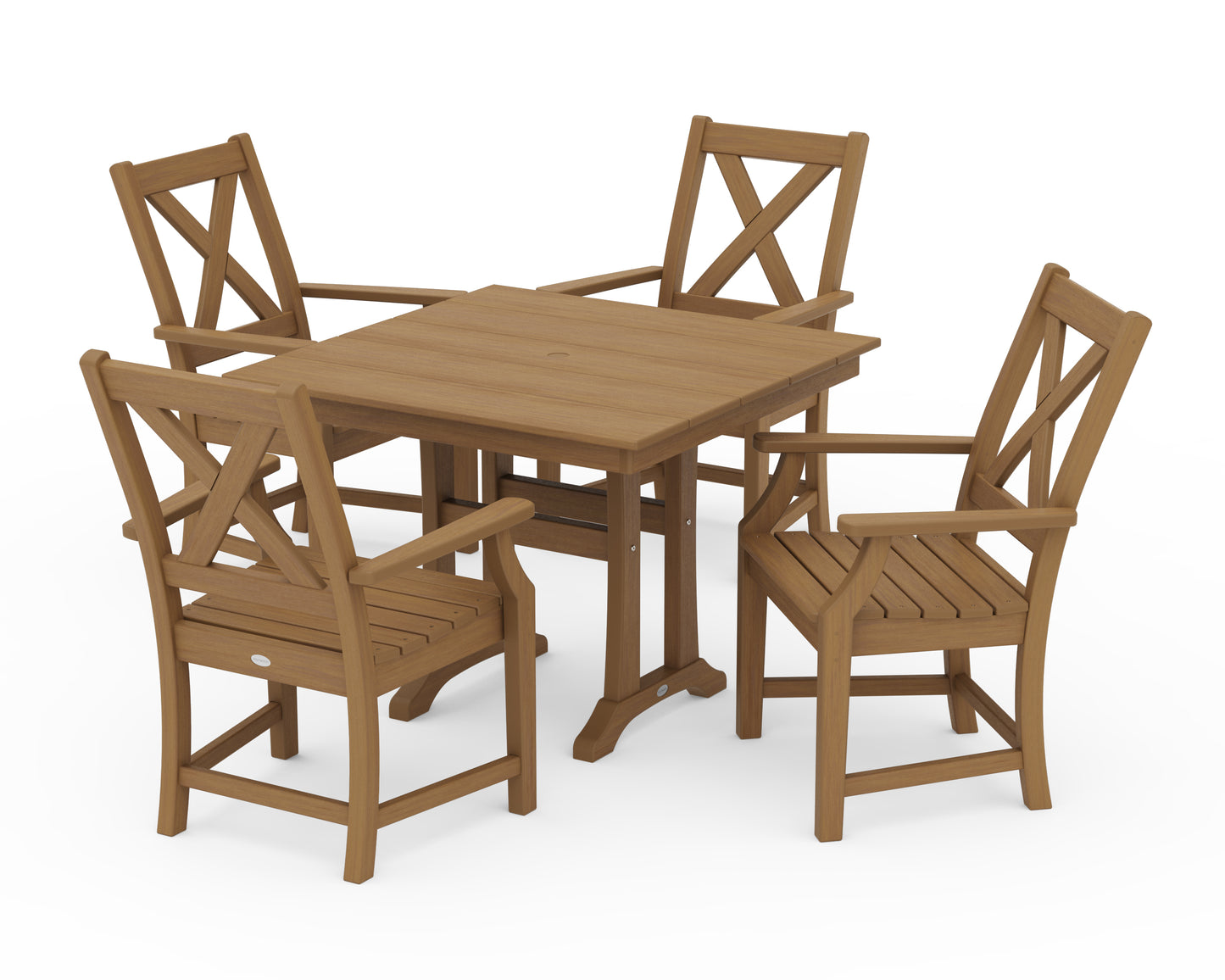 Braxton 5-Piece Farmhouse Dining Set With Trestle Legs