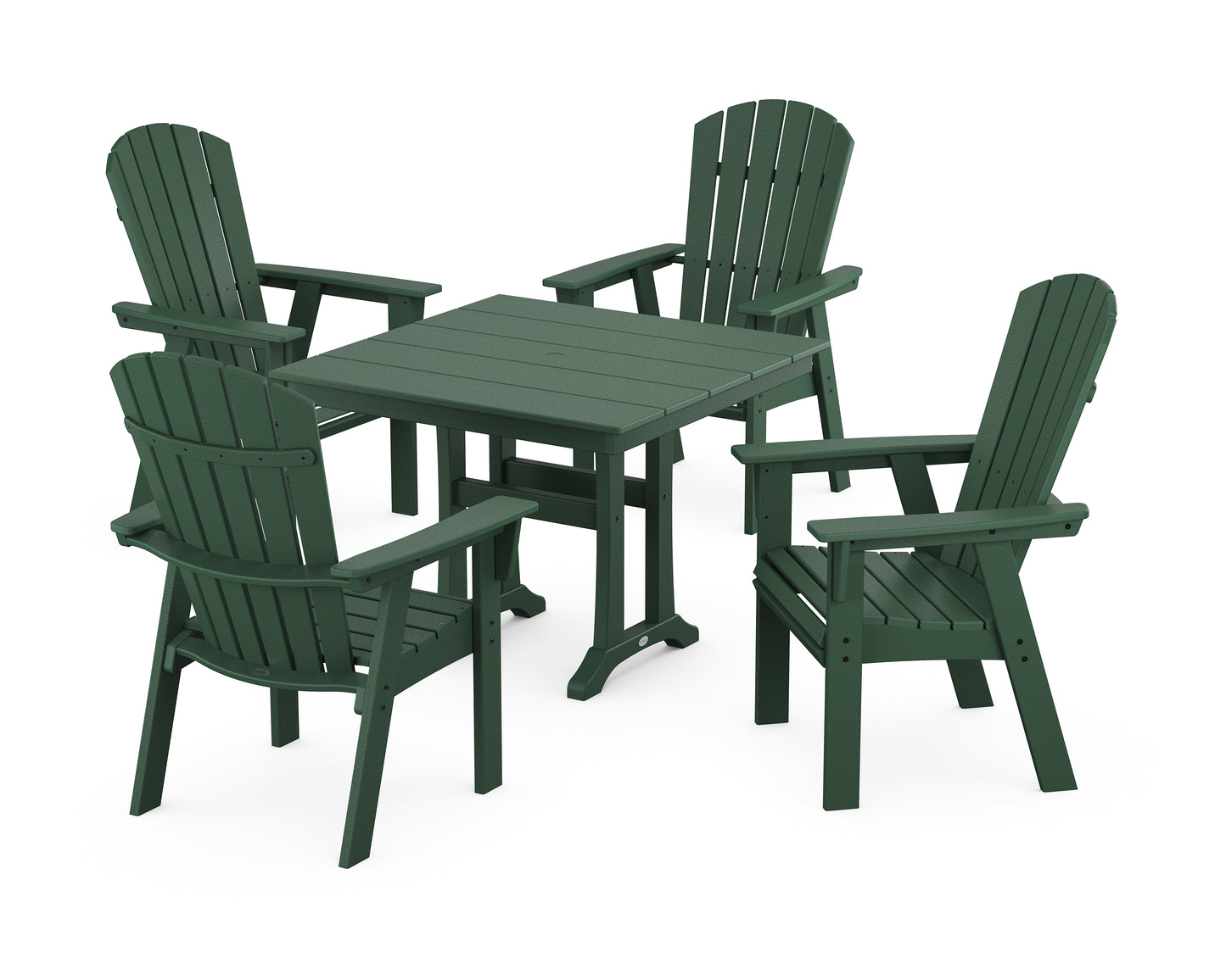 Nautical Adirondack 5-Piece Farmhouse Dining Set With Trestle Legs