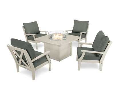 Braxton 5-Piece Deep Seating Conversation Set with Fire Pit Table