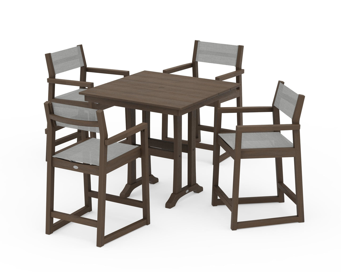 EDGE Sling Arm Chair 5-Piece Farmhouse Counter Set with Trestle Legs