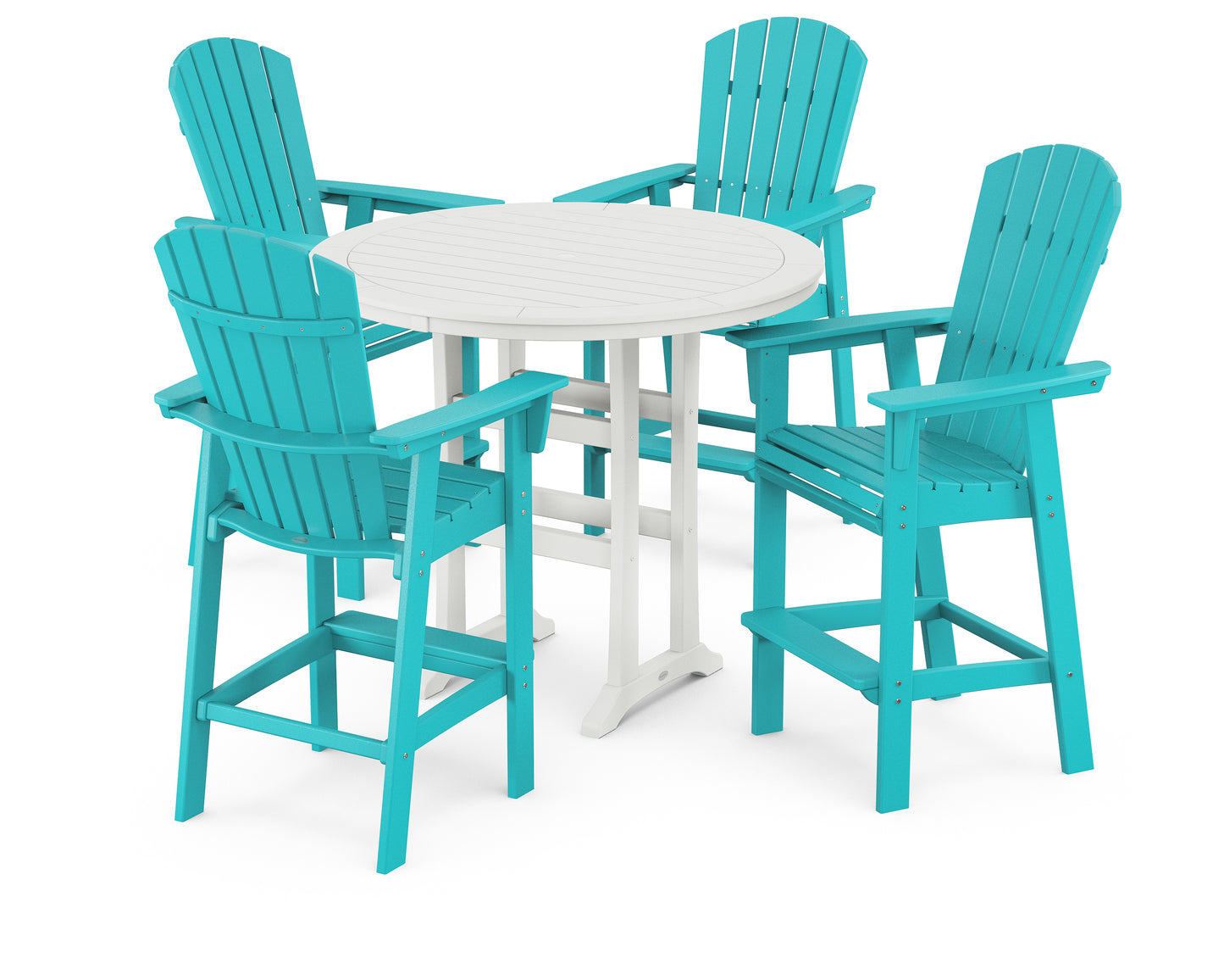 Nautical Curveback Adirondack 5-Piece Round Trestle Bar Set