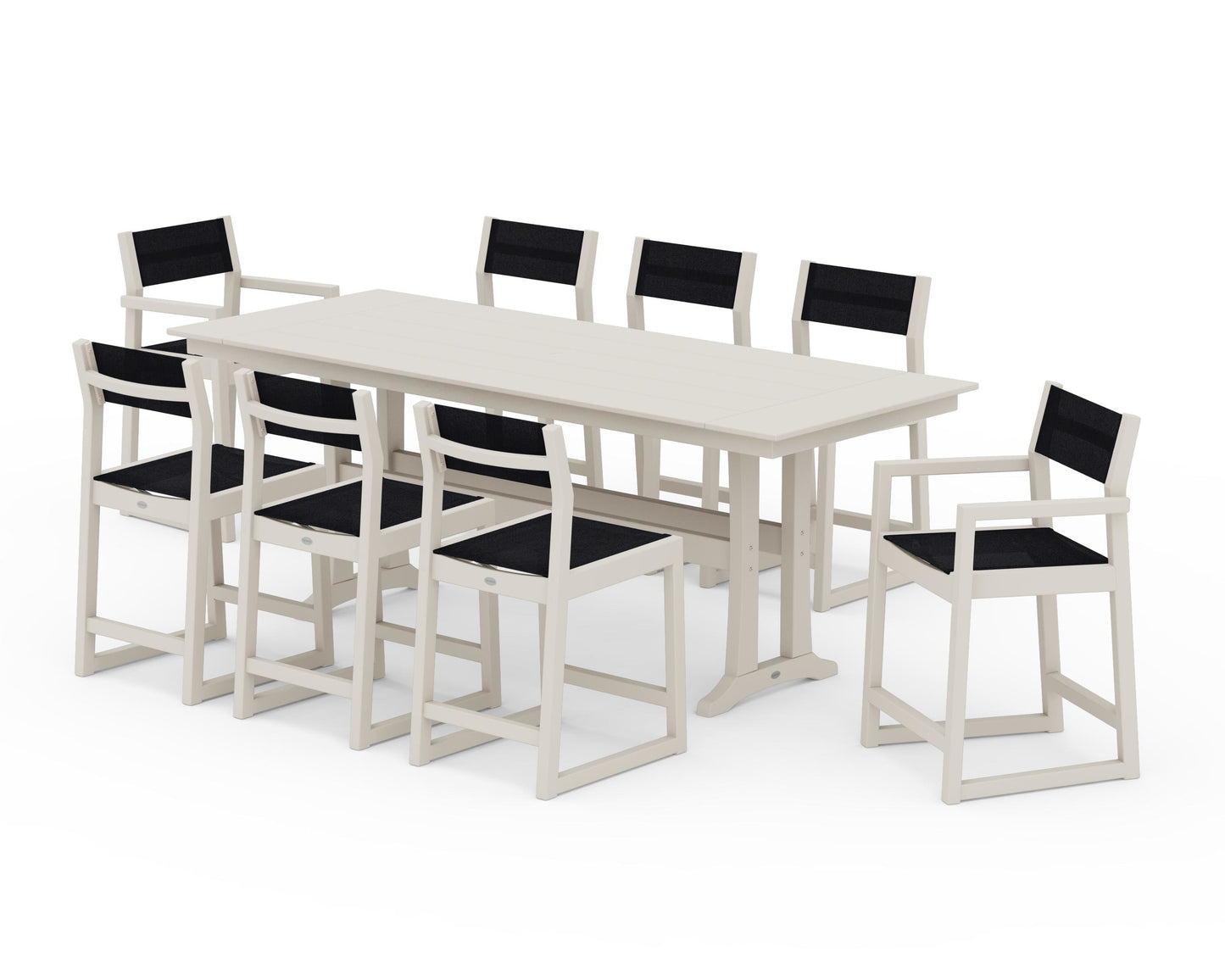 EDGE Sling 9-Piece Farmhouse Counter Set with Trestle Legs