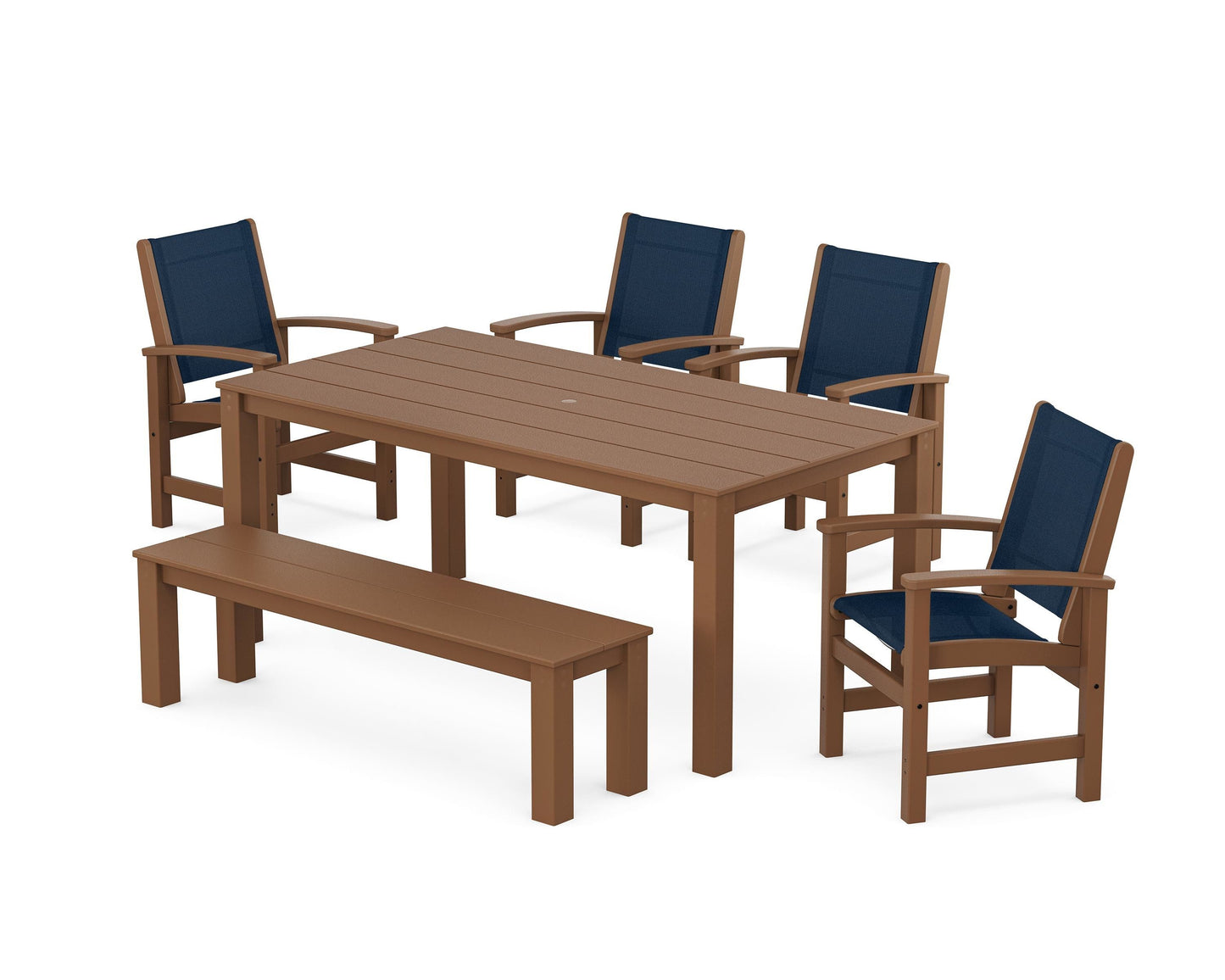 Coastal 6-Piece Parsons Dining Set with Bench